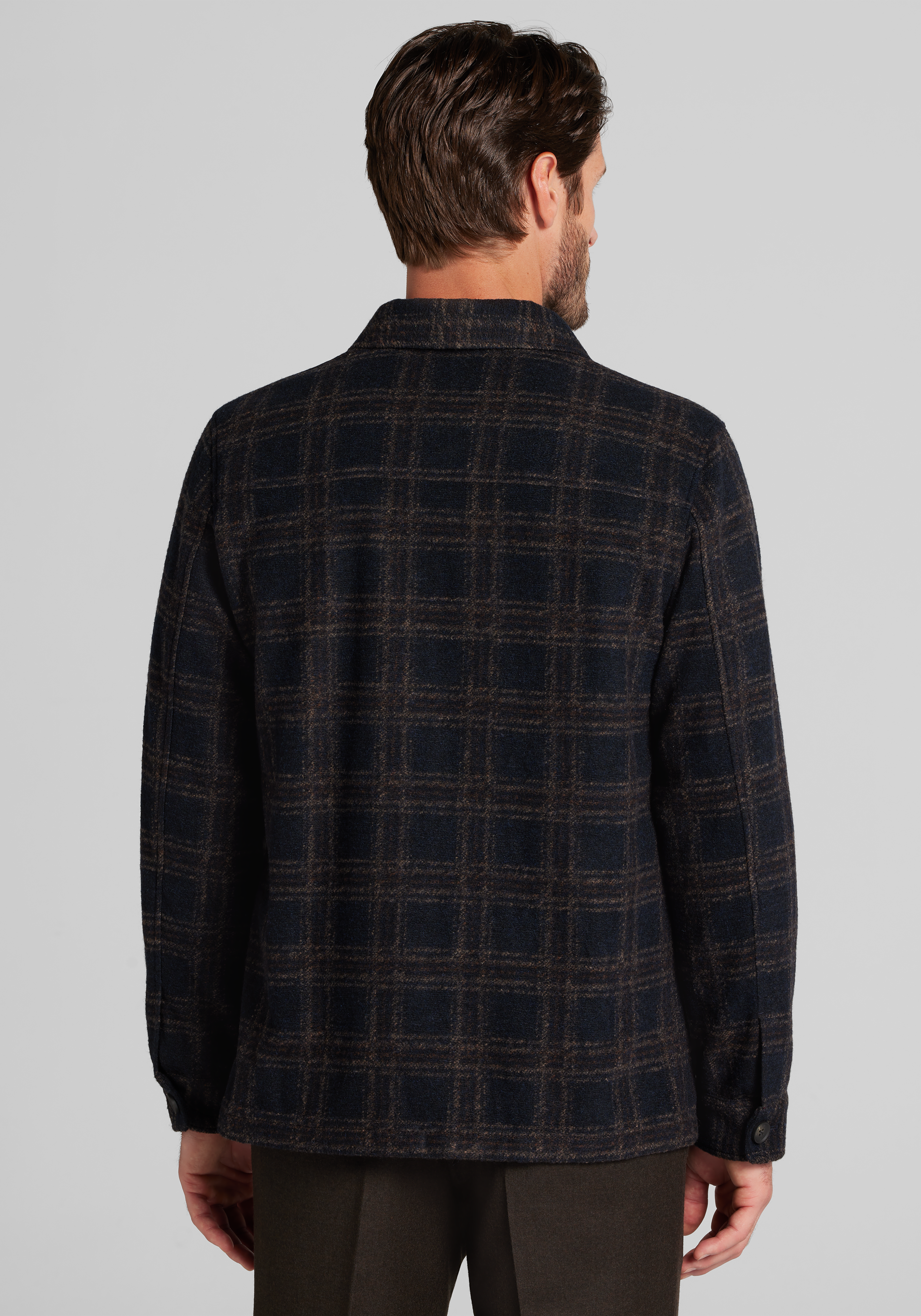 Jos. A. Bank Tailored Fit Plaid Shirt Jacket