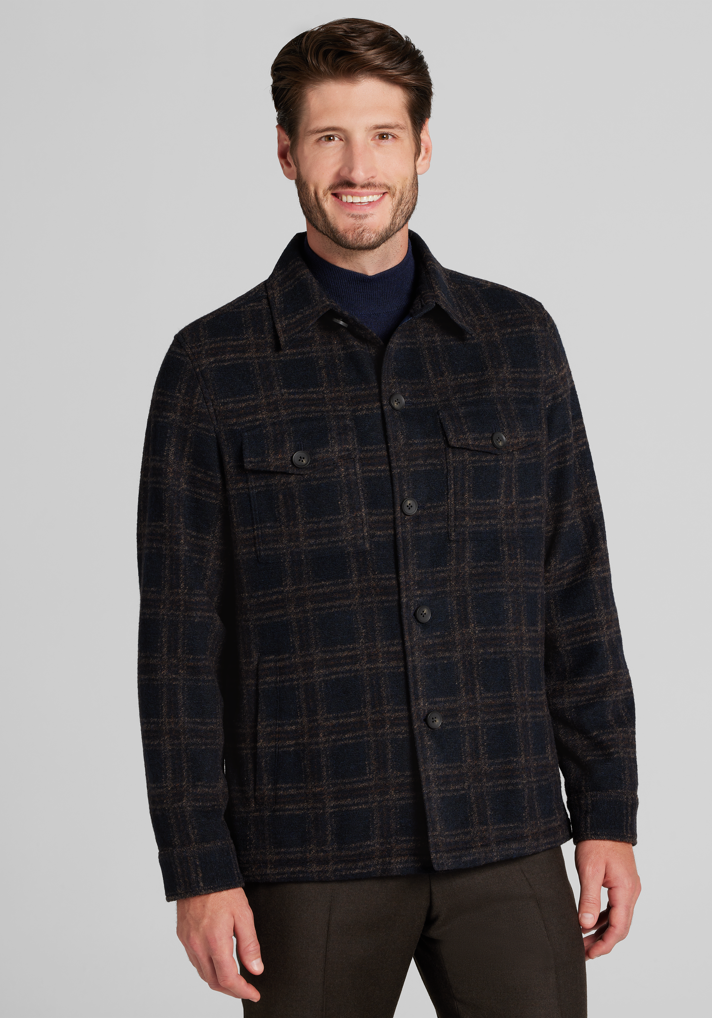 Men's New!, Jos. A. Bank Tailored Fit Plaid Shirt Jacket - Jos A Bank