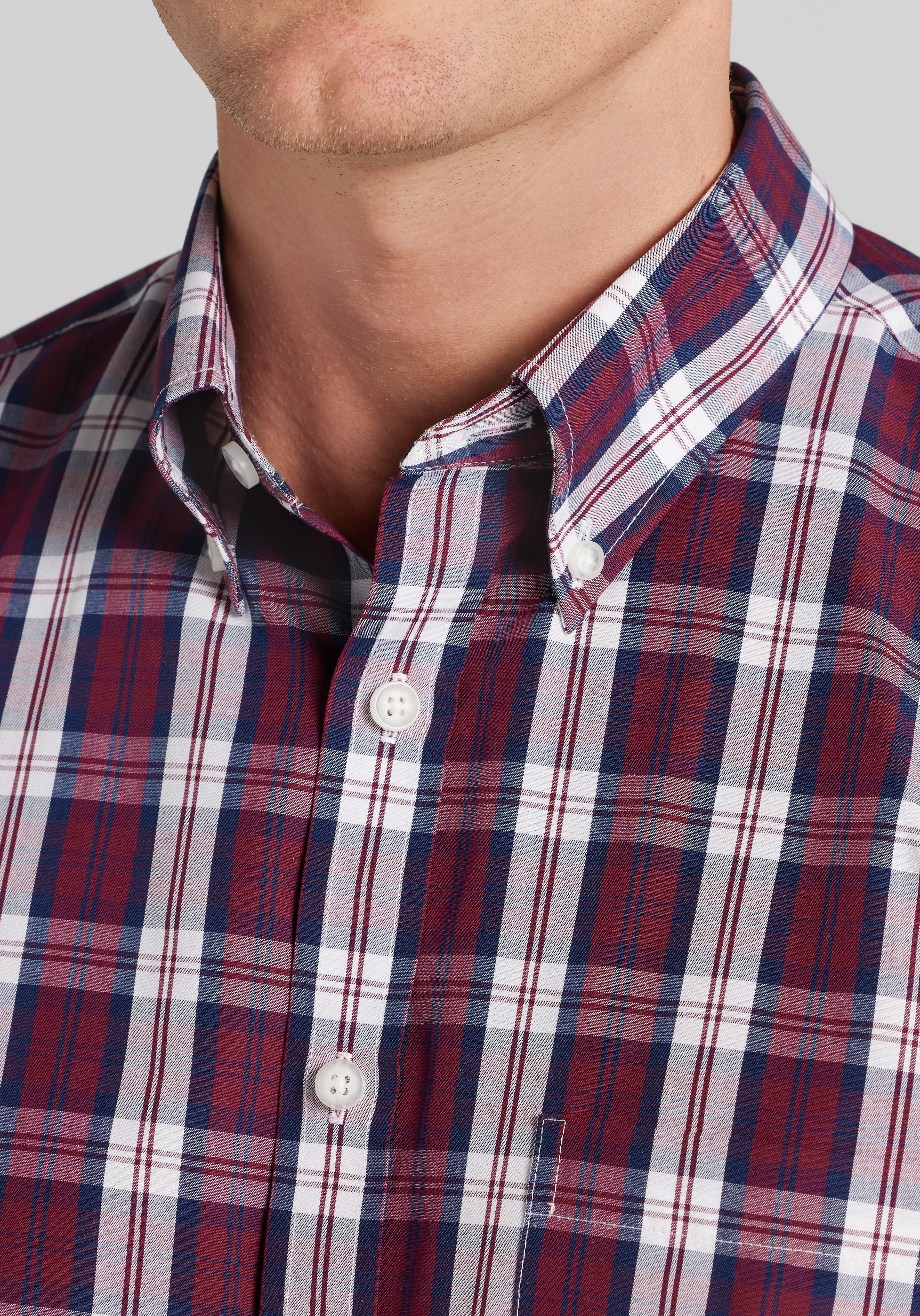 1905 Collection Tailored Fit Plaid Button Up Shirt