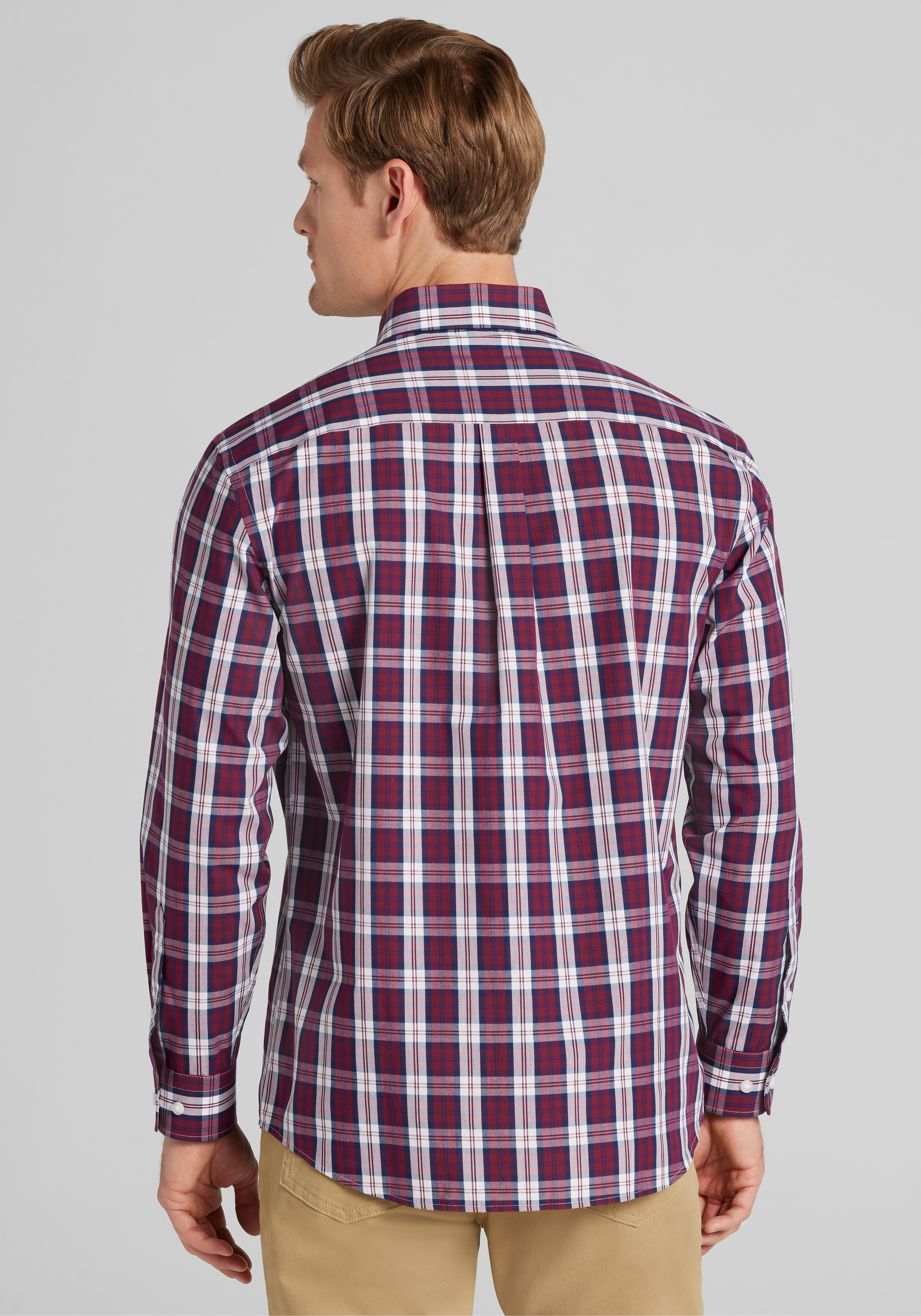 1905 Collection Tailored Fit Plaid Button Up Shirt