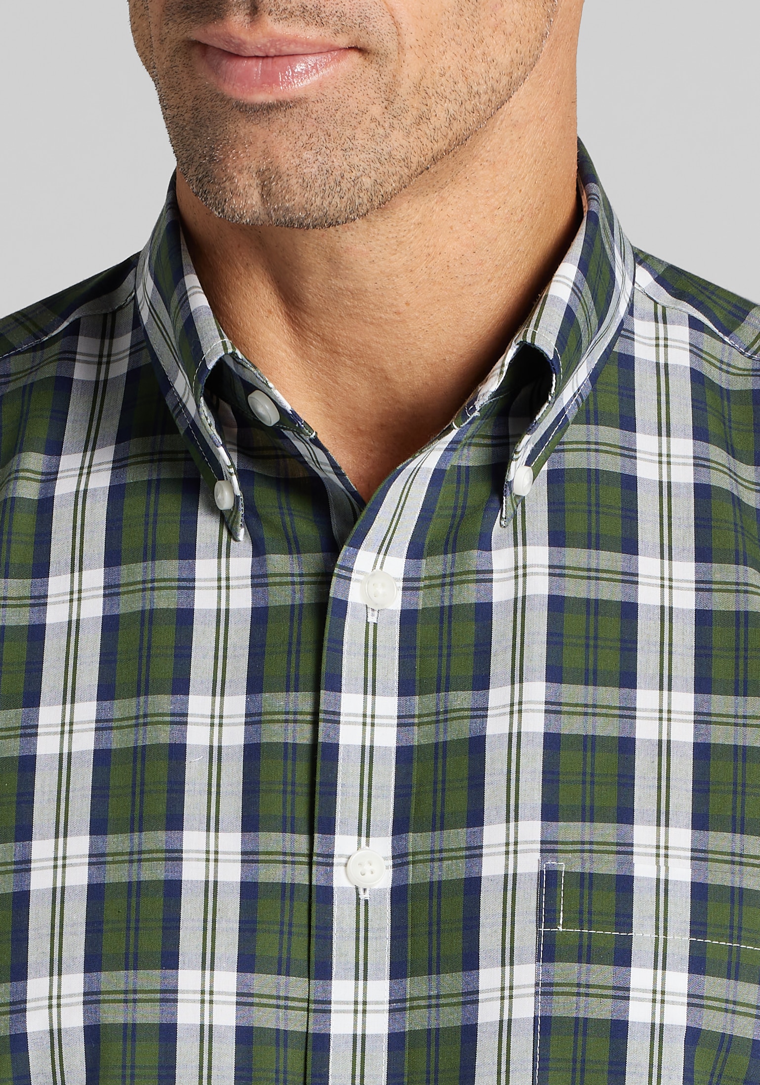 1905 Collection Tailored Fit Plaid Button-Up Shirt