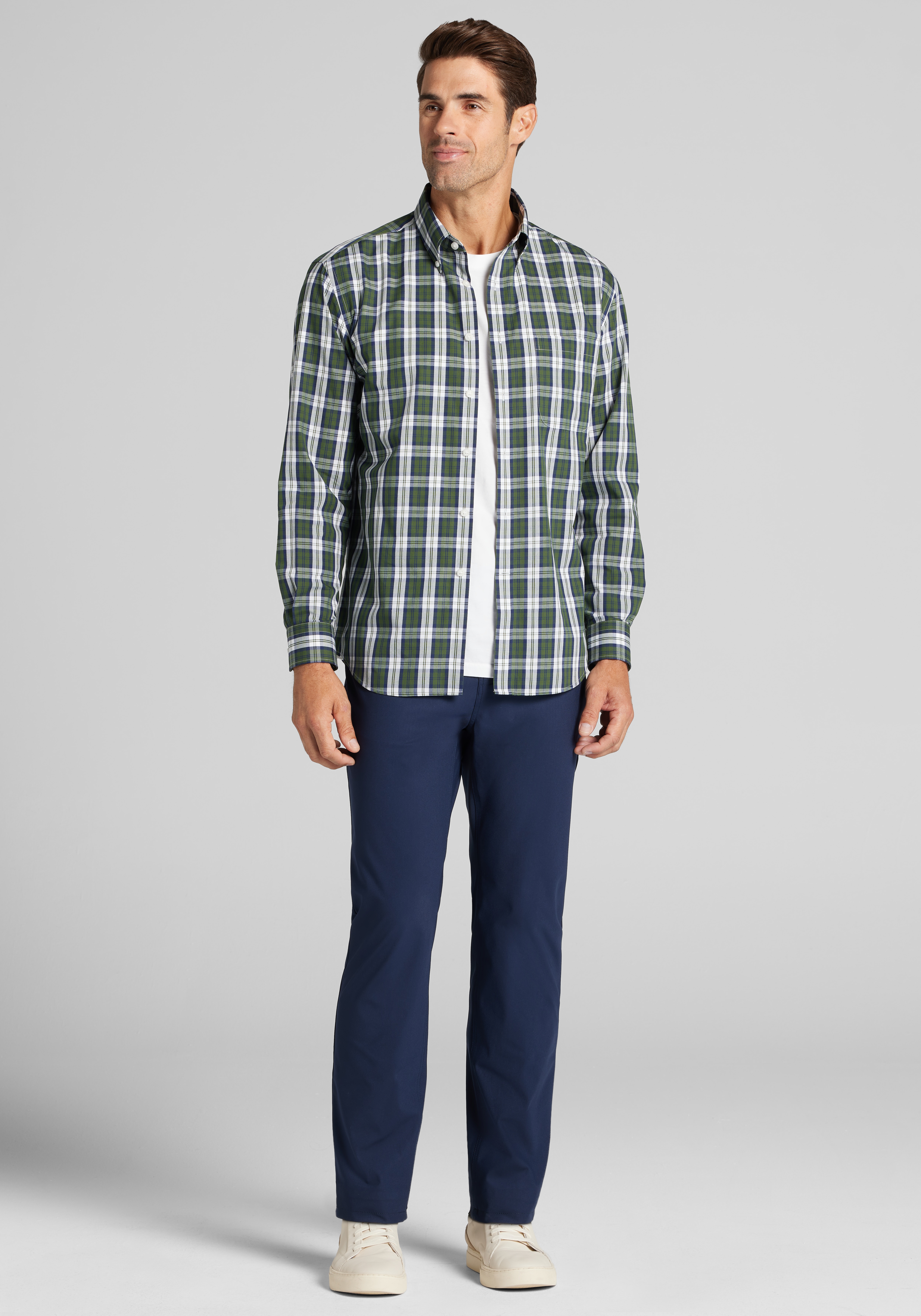 1905 Collection Tailored Fit Plaid Button-Up Shirt