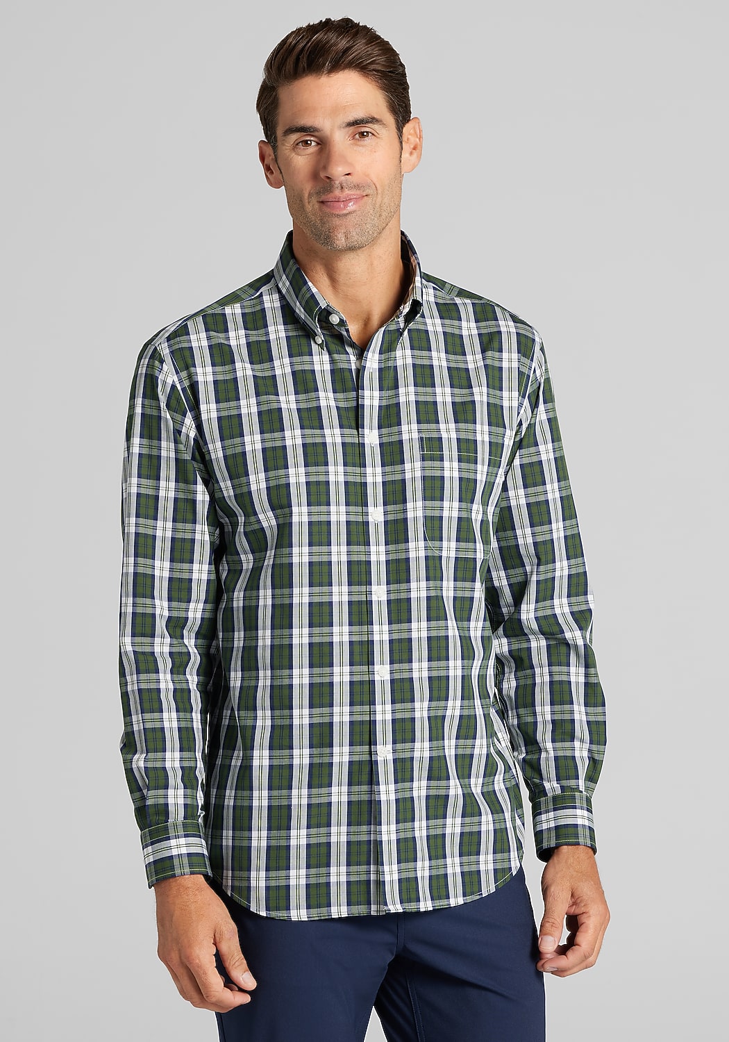 1905 Collection Tailored Fit Plaid Button-Up Shirt