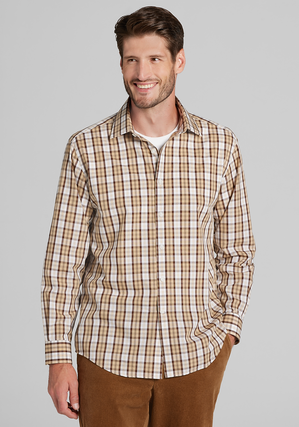 1905 Collection Tailored Fit Plaid Button Up Shirt