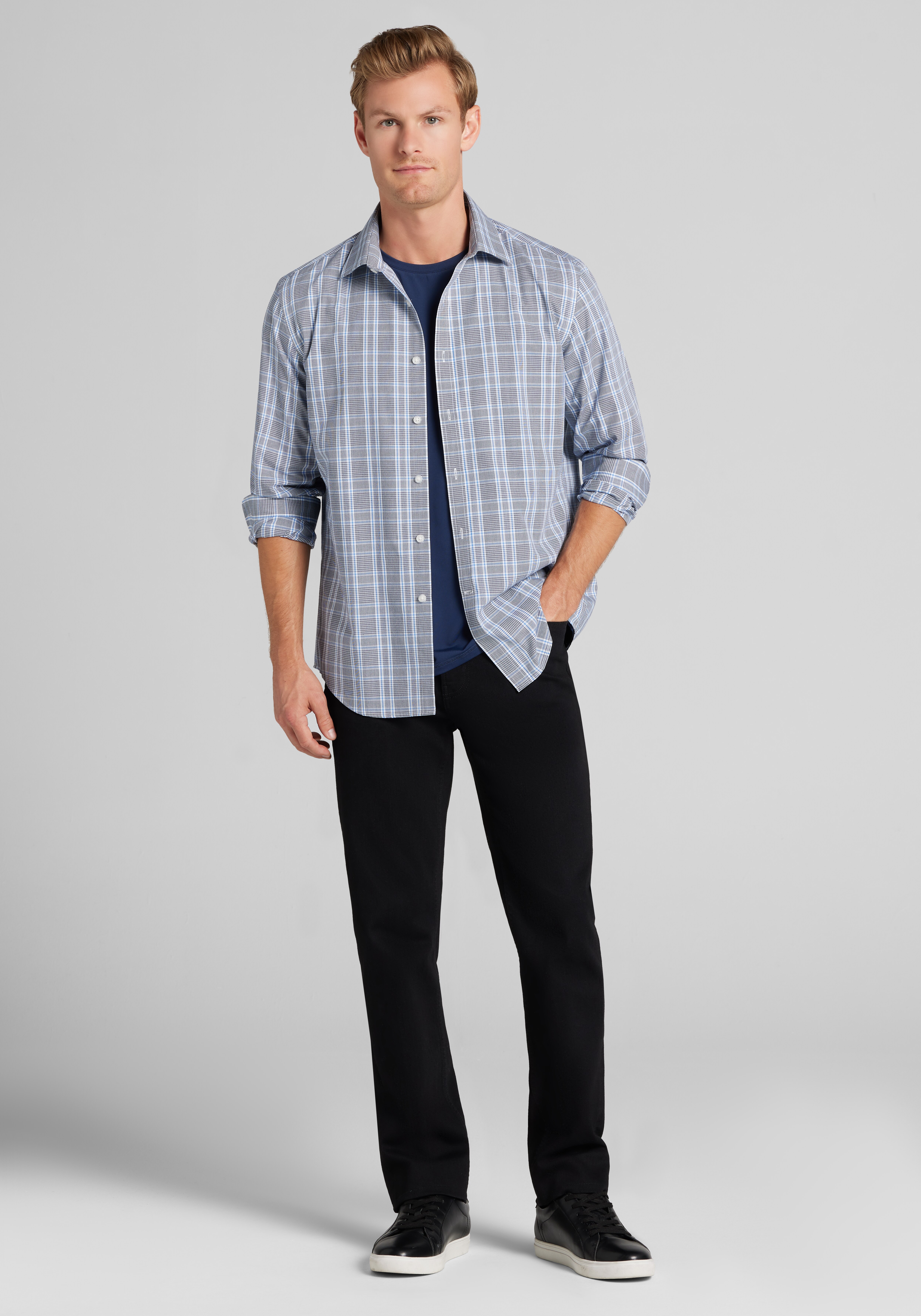 1905 Collection Tailored Fit Glenn Plaid Button Up Shirt