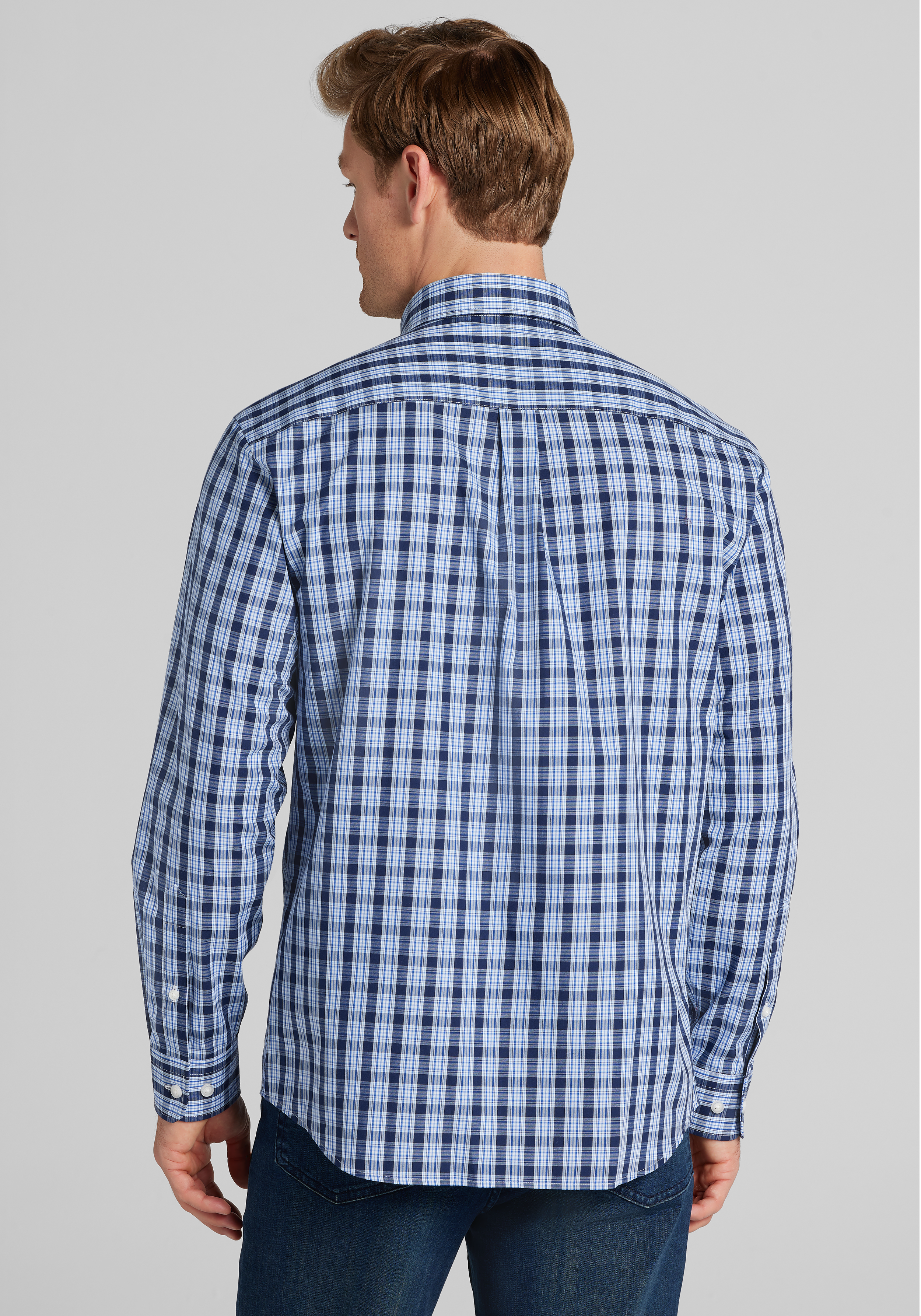 1905 Collection Tailored Fit Plaid Button Up Shirt