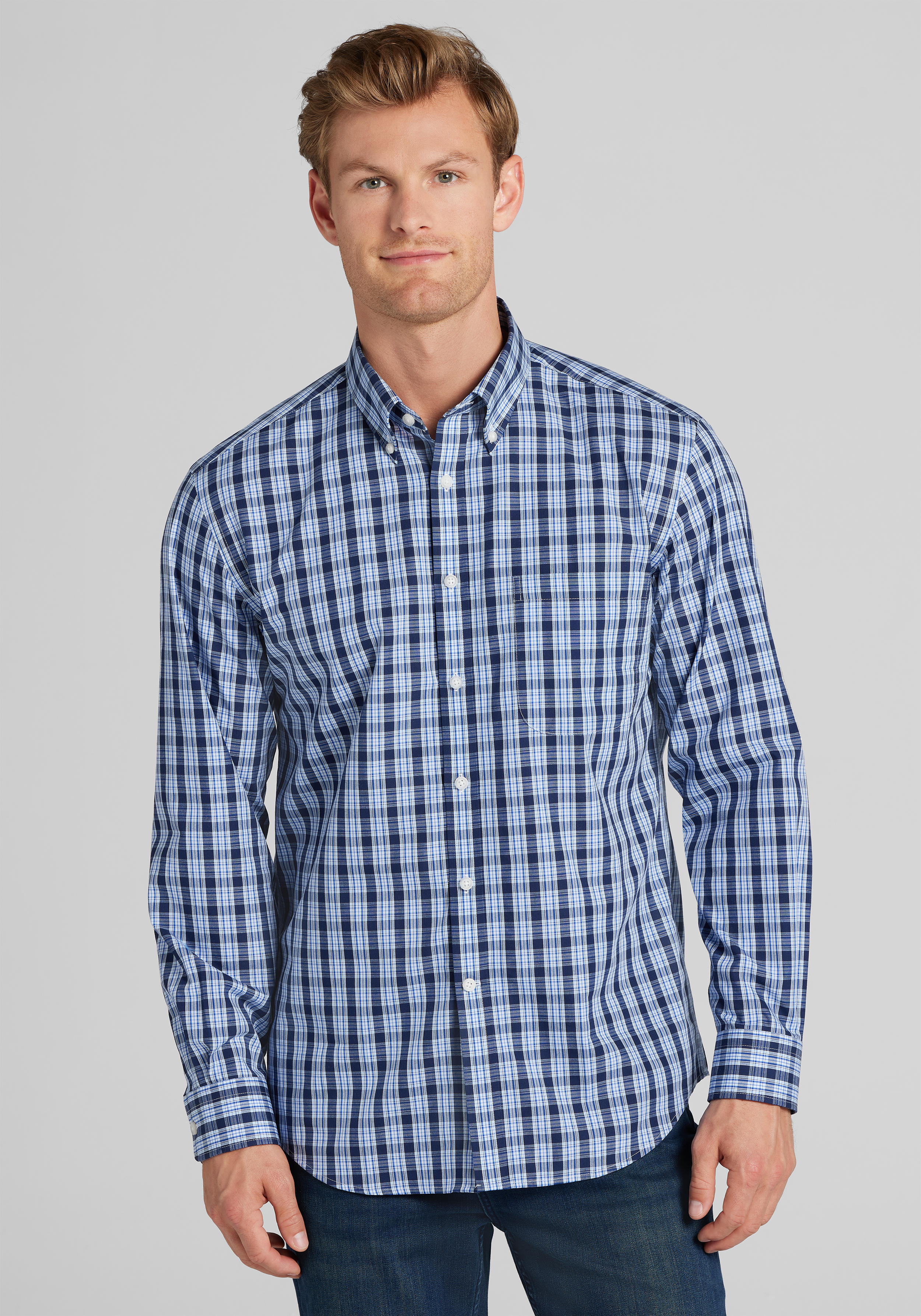 Men's Sale & Clearance, 1905 Collection Tailored Fit Plaid Button Up Shirt - Big & Tall - Jos A Bank