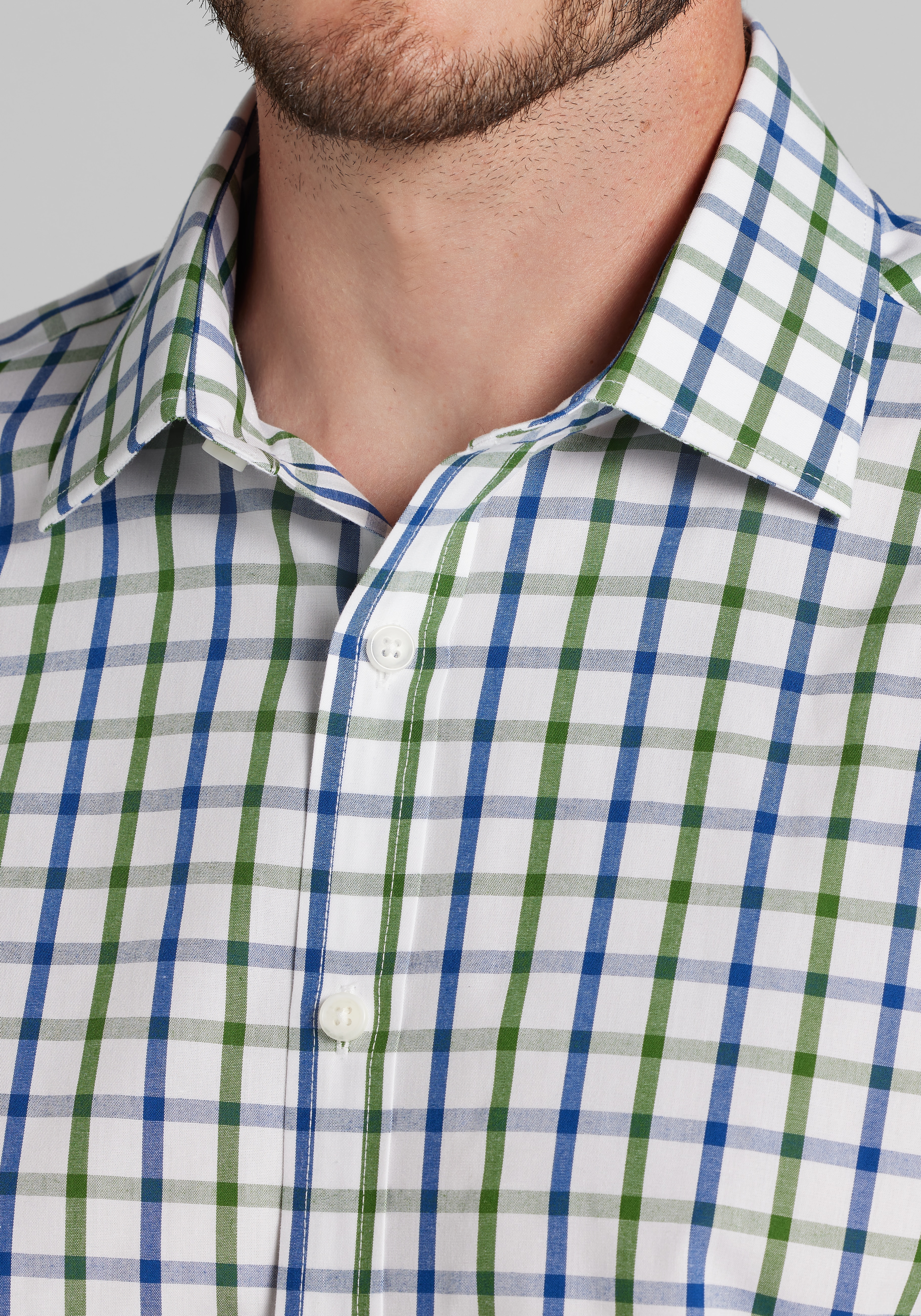 1905 Collection Tailored Fit Windowpane Check Button Up Shirt