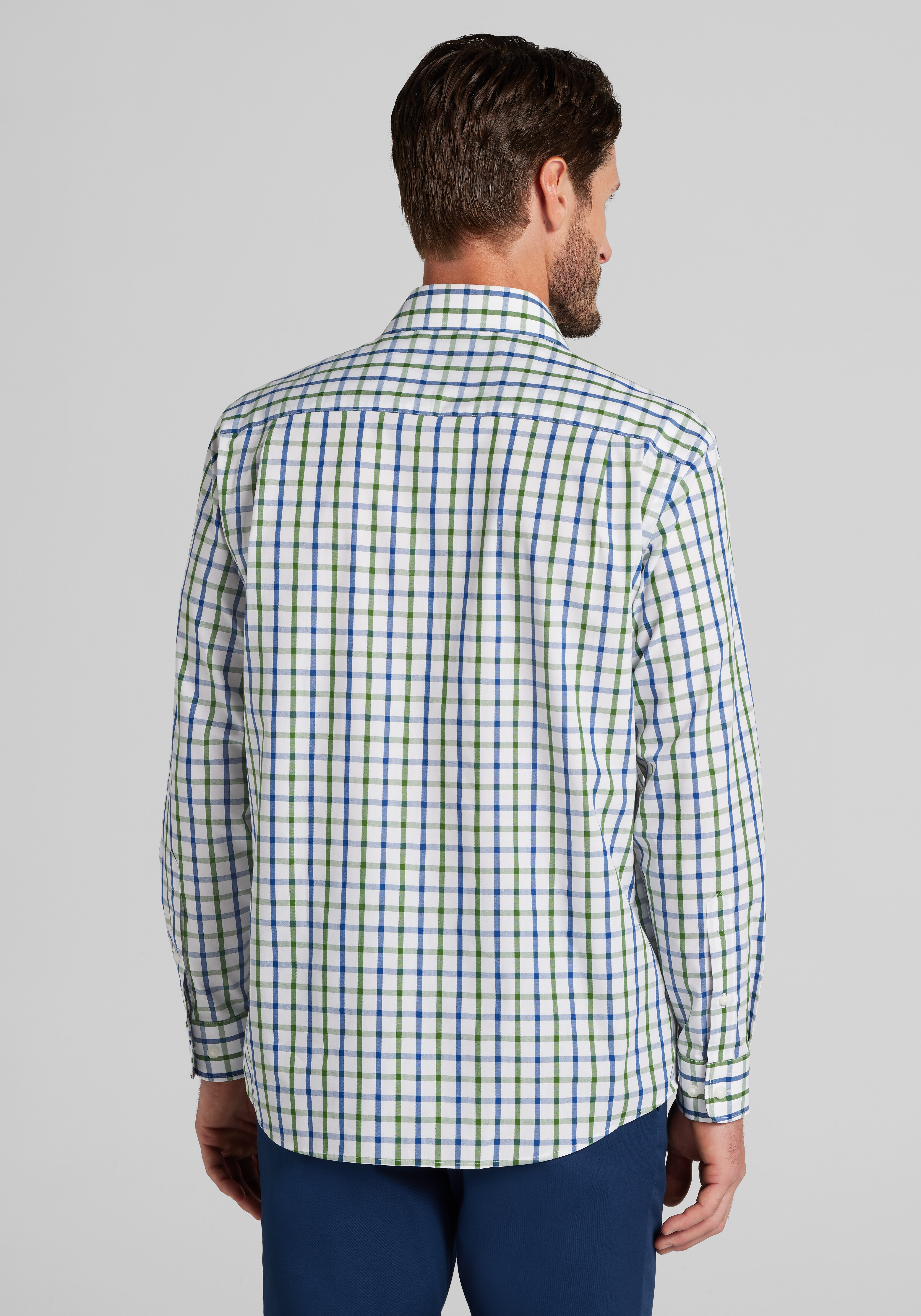 1905 Collection Tailored Fit Windowpane Check Button Up Shirt