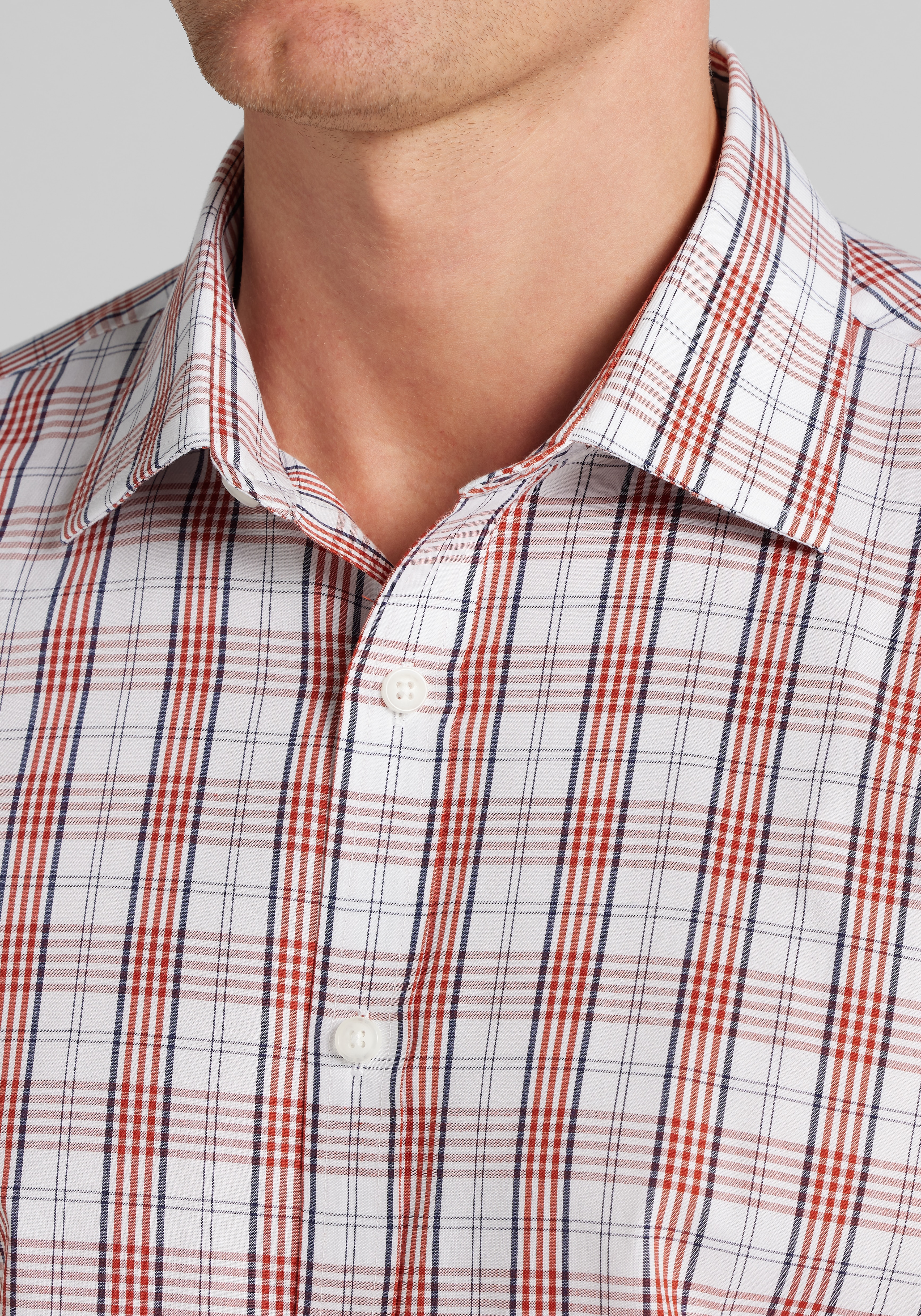 1905 Collection Tailored Fit Wide Plaid Button Up Shirt
