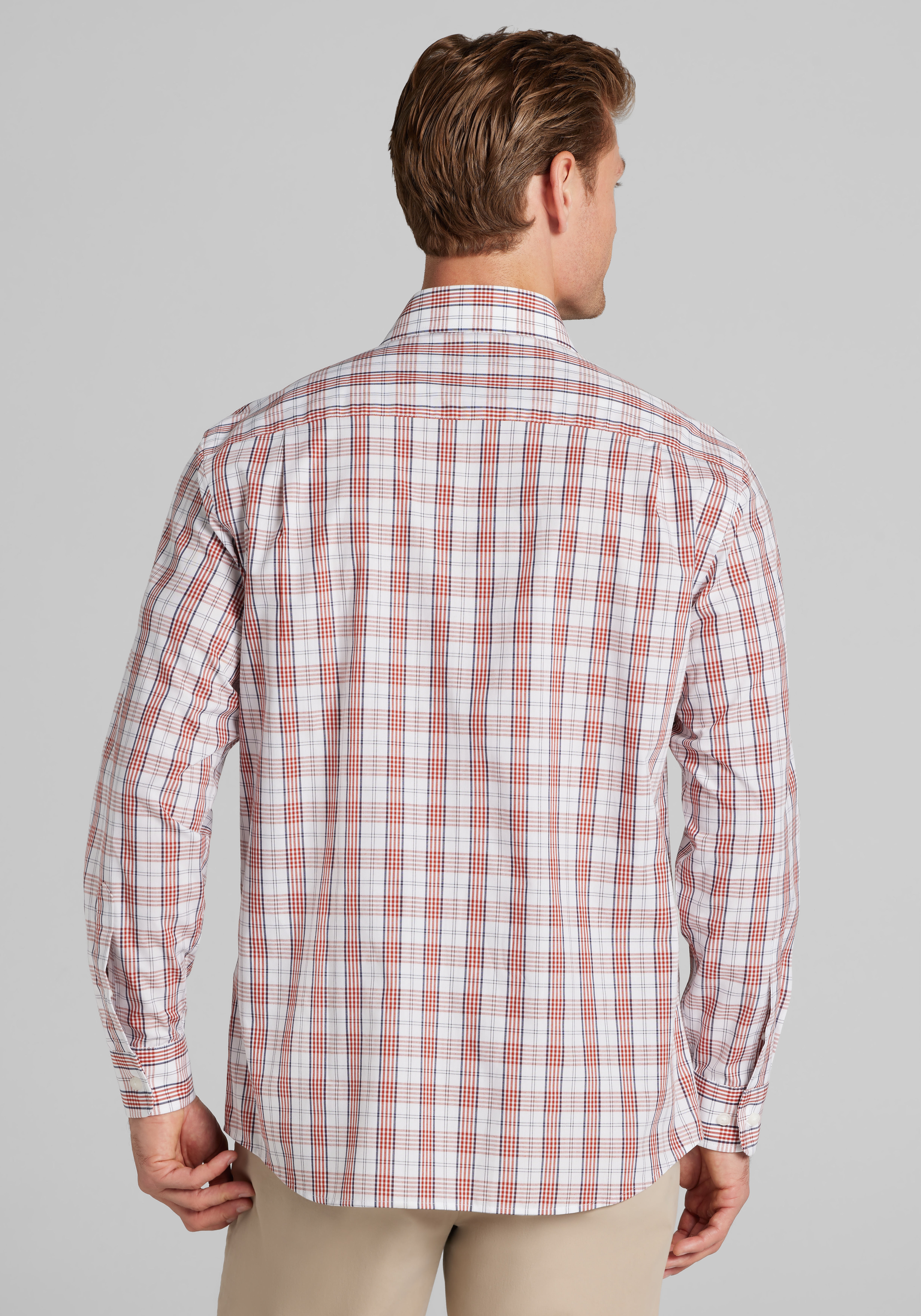 1905 Collection Tailored Fit Wide Plaid Button Up Shirt