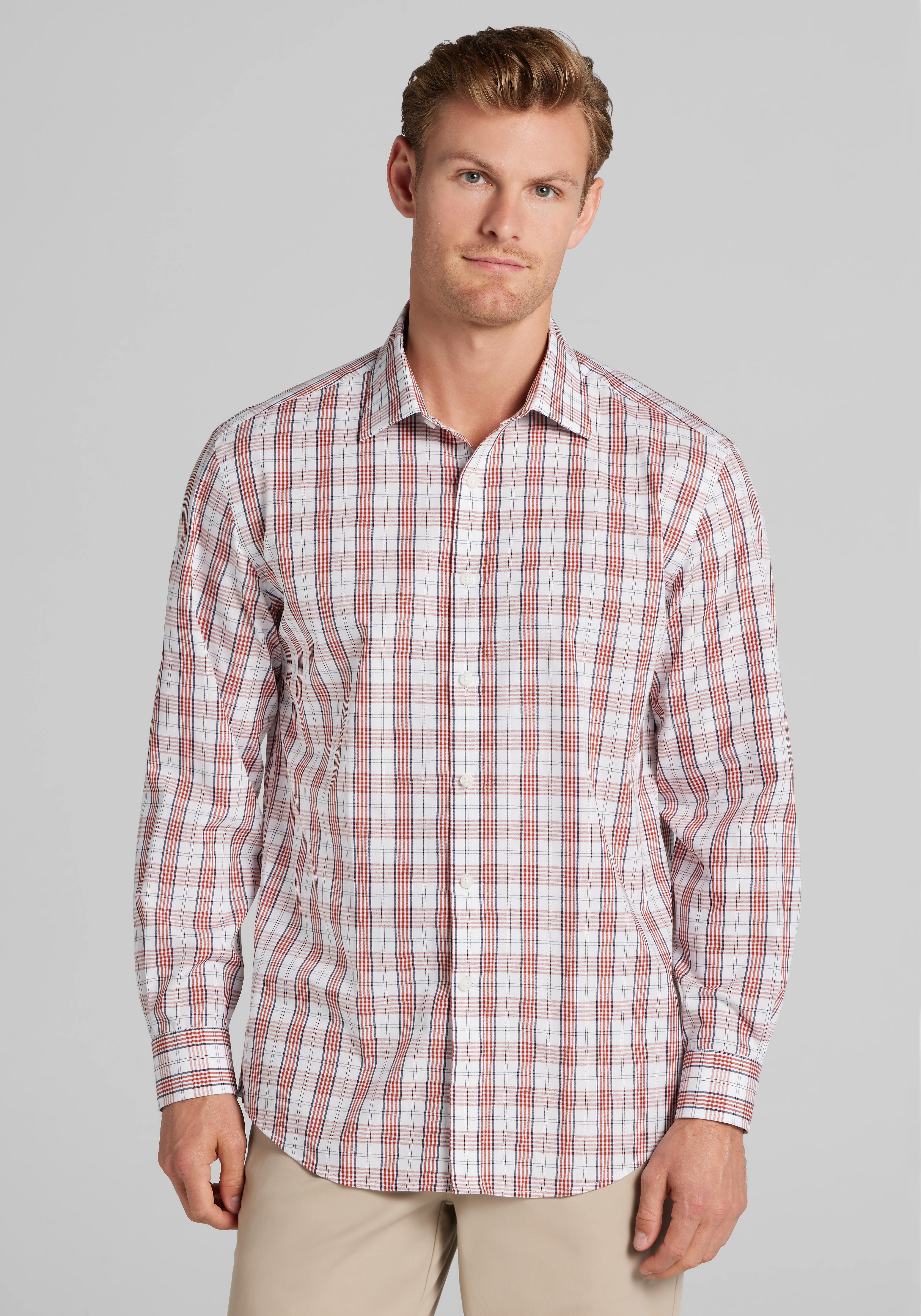 1905 Collection Tailored Fit Wide Plaid Button Up Shirt