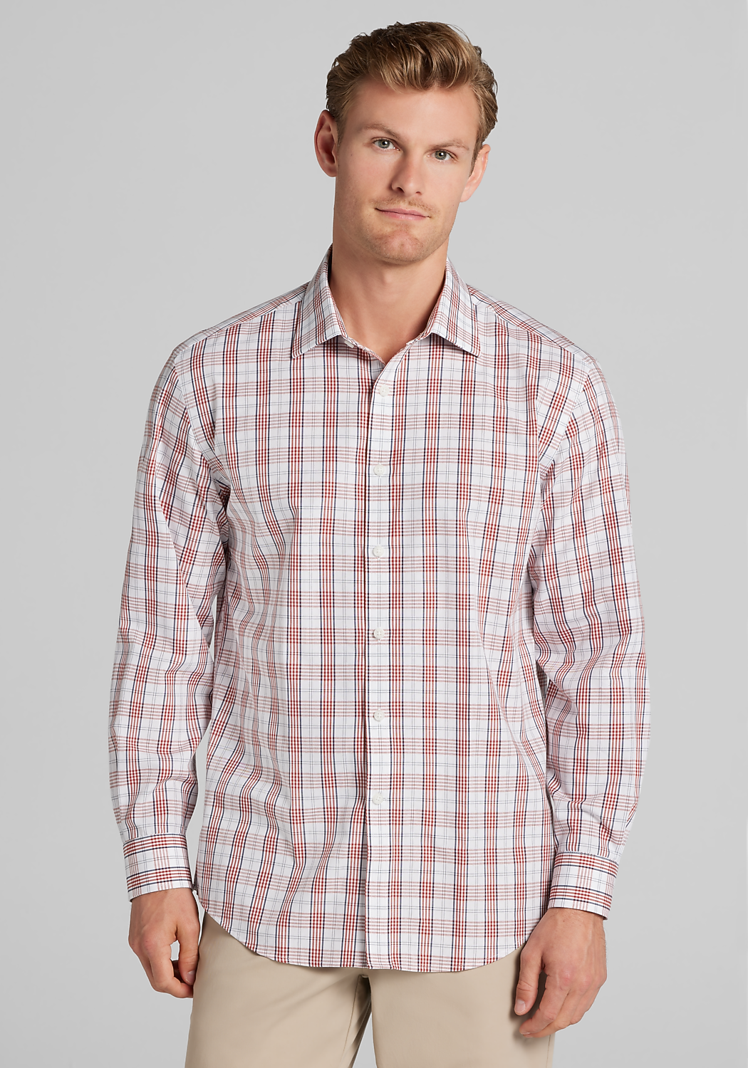 1905 Collection Tailored Fit Wide Plaid Button Up Shirt