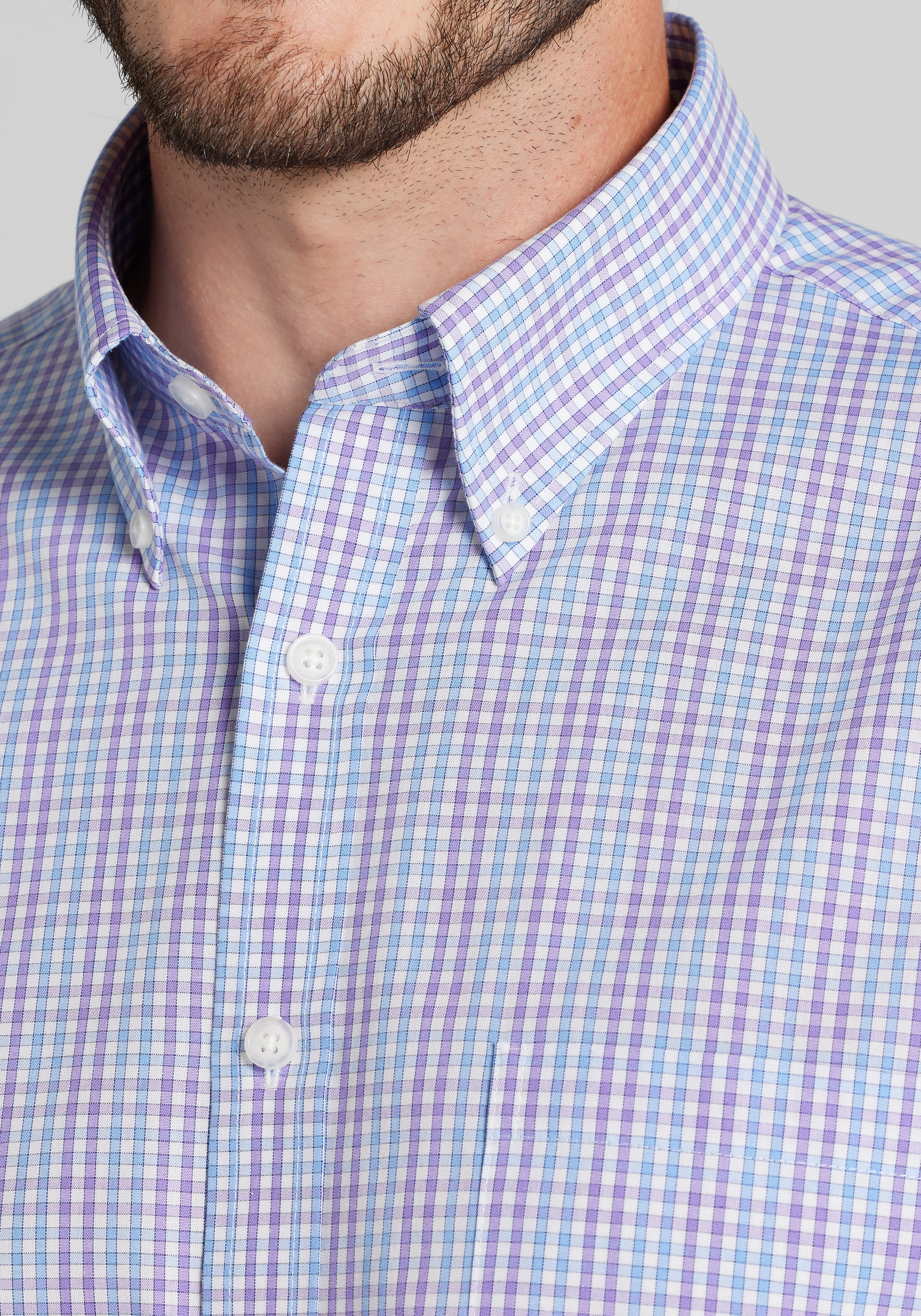 1905 Collection Tailored Fit Multi Check Button Up Shirt