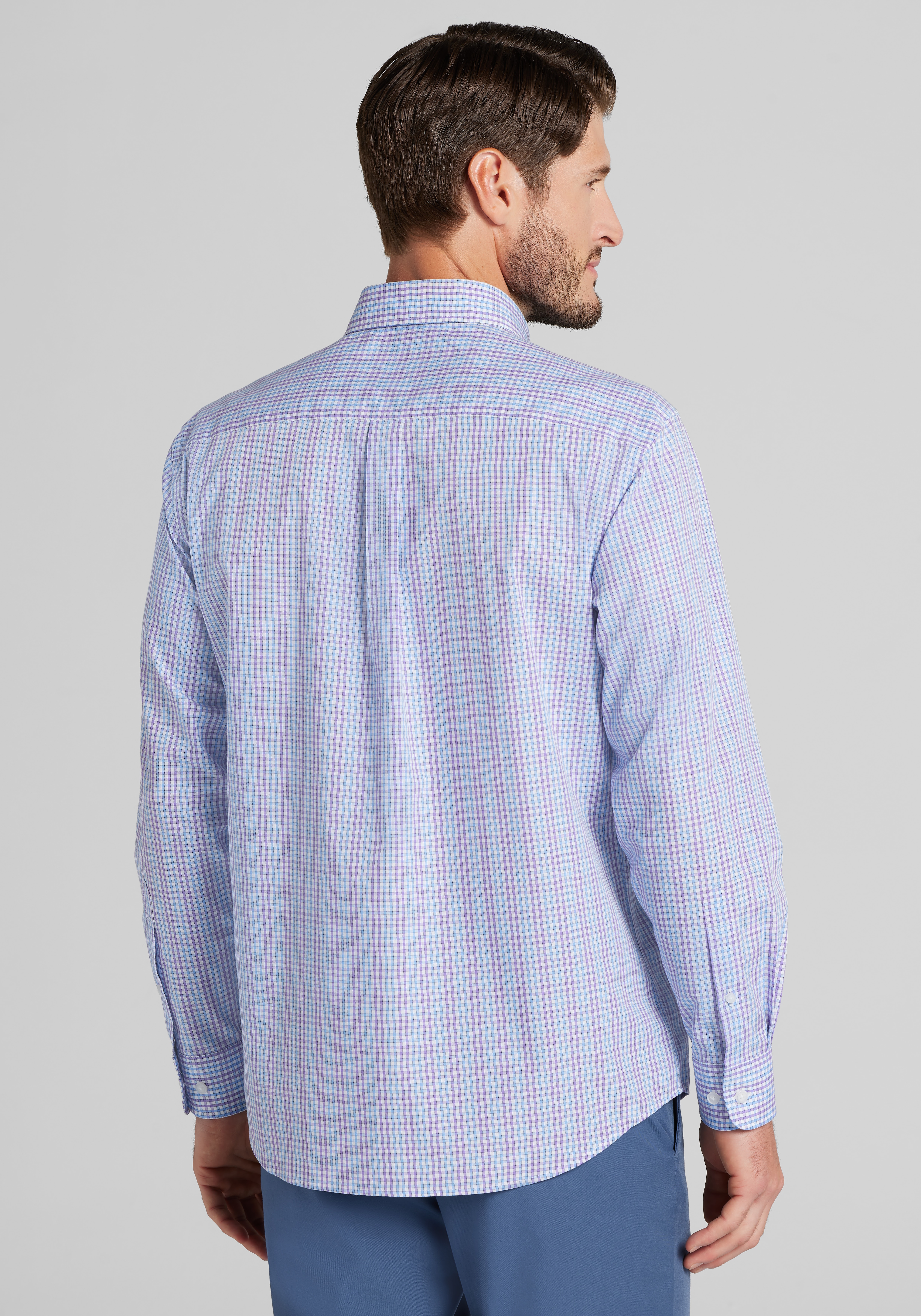 1905 Collection Tailored Fit Multi Check Button Up Shirt
