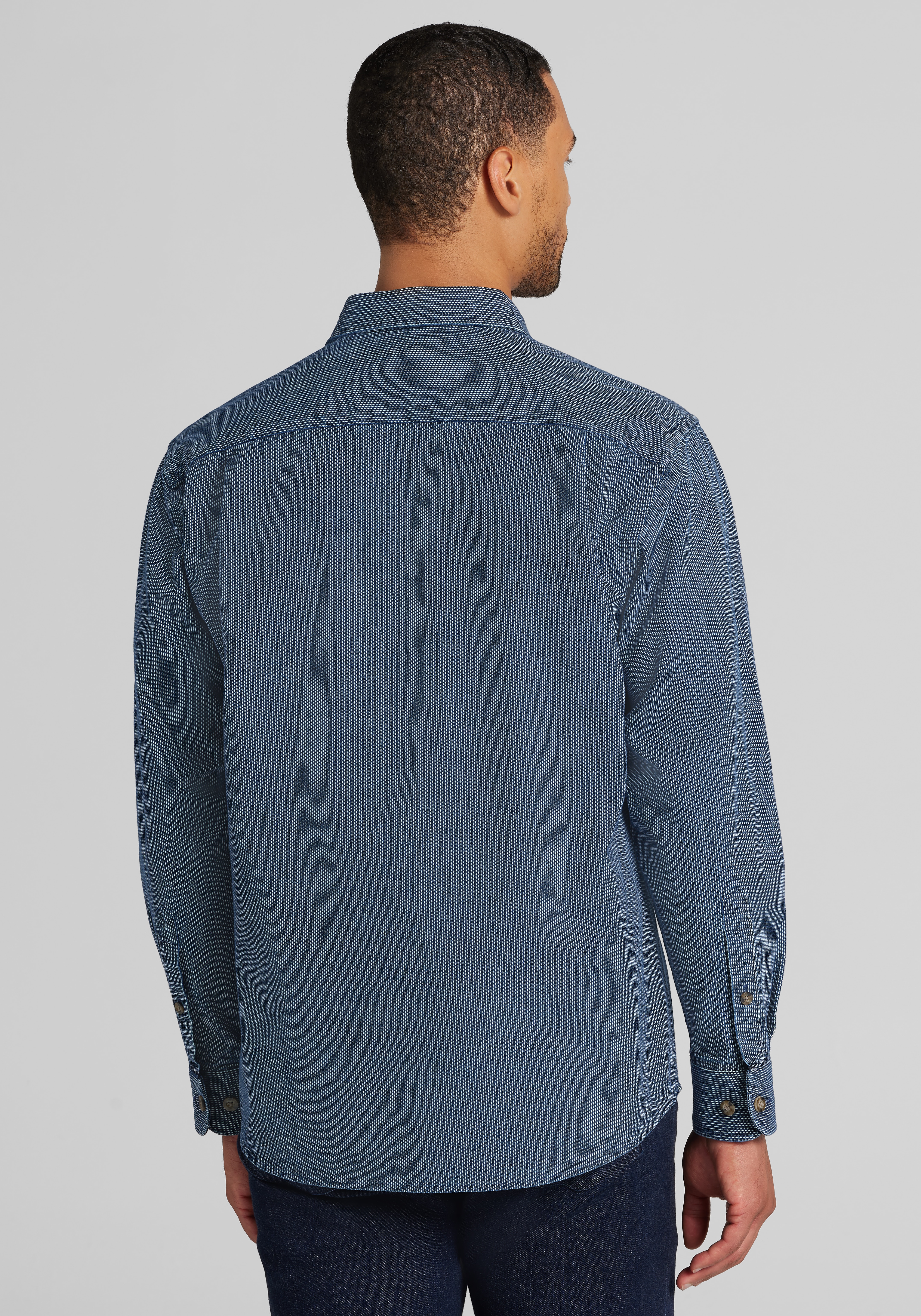 Jos. A. Bank Tailored Fit Indigo Dot Stripe Button Up Shirt