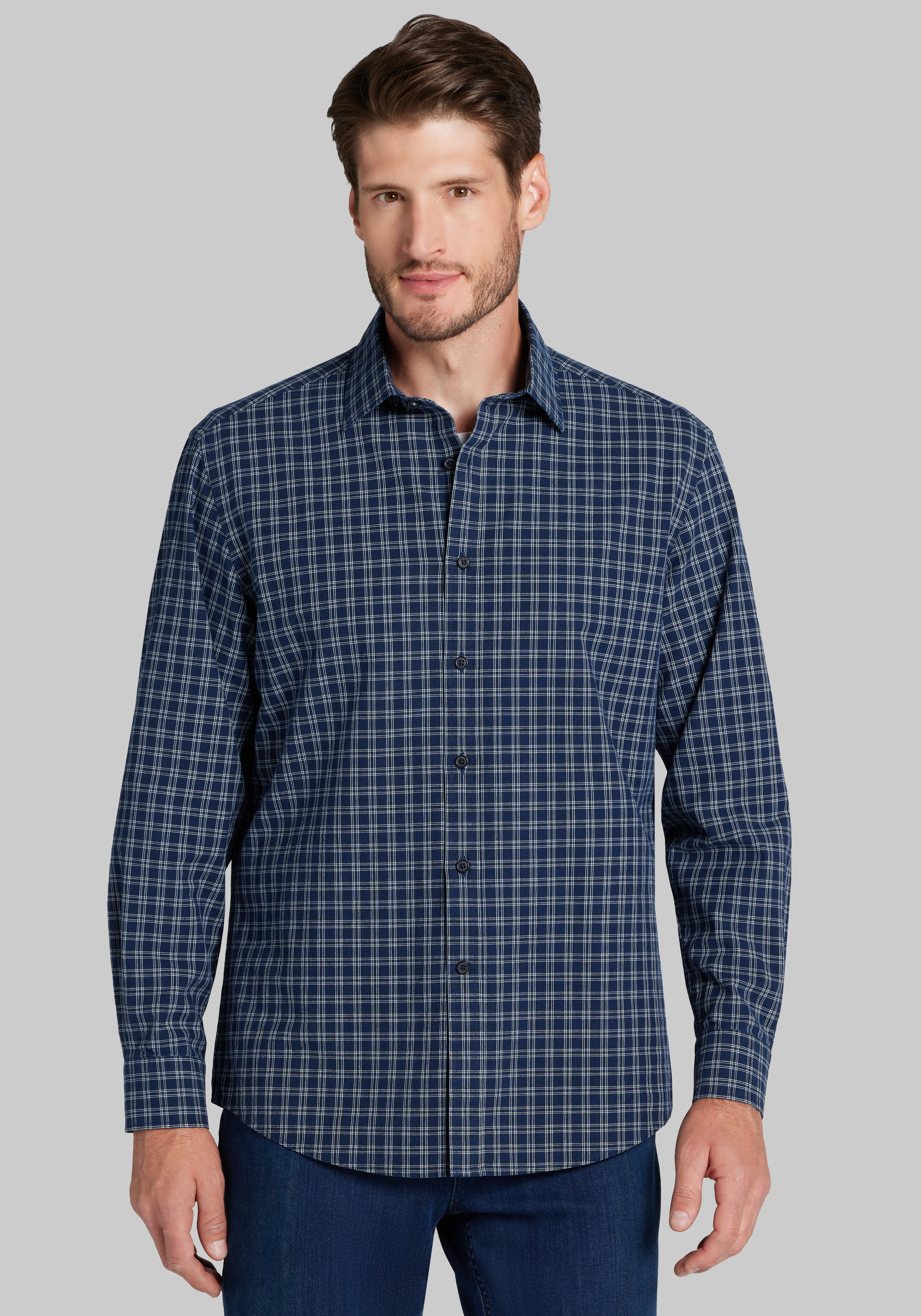 Men's Casual Tops, Jos. A. Bank Tailored Fit Check Button Up Shirt - Jos A Bank