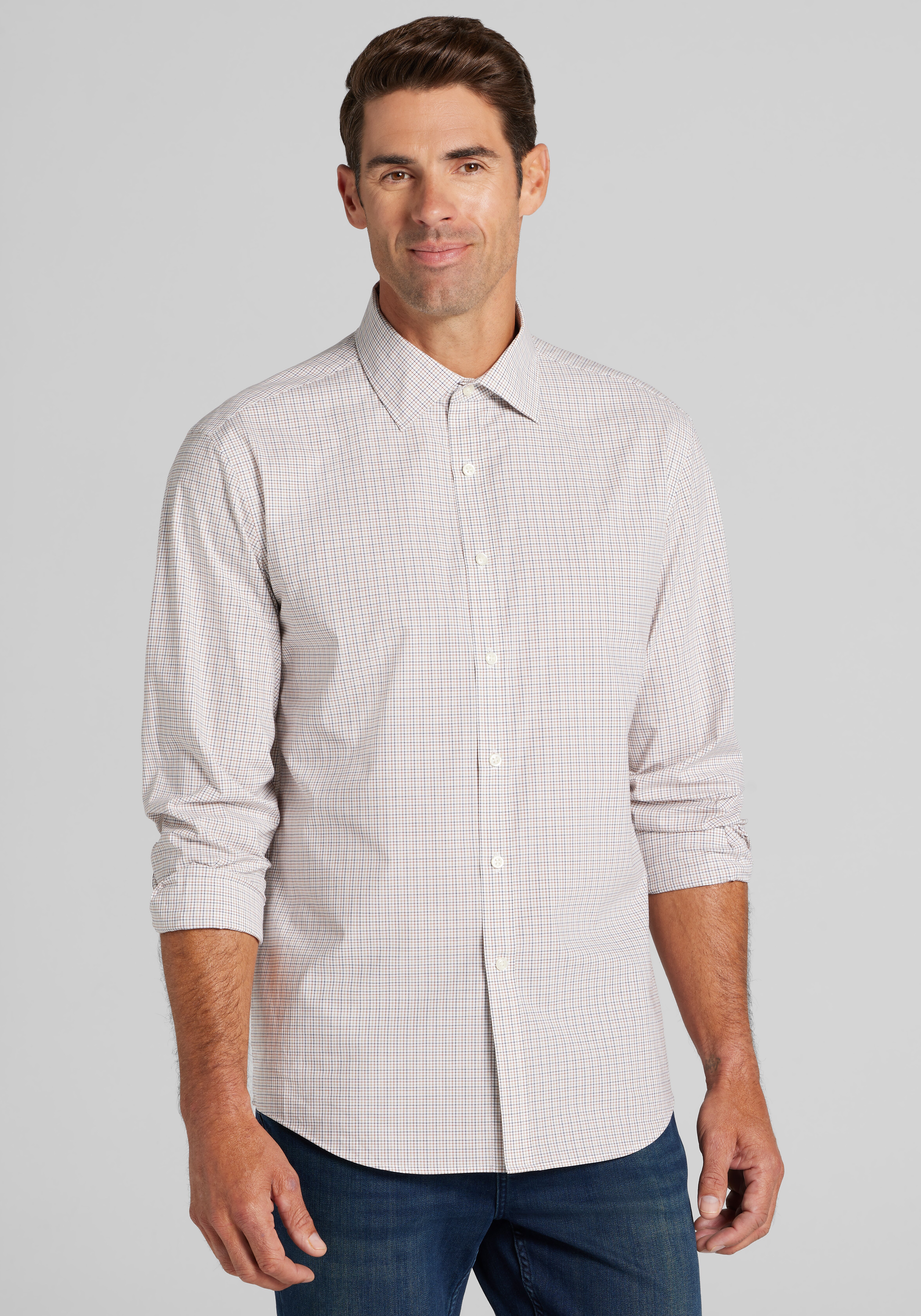 Jos. A. Bank Tailored Fit Small Tattersall Button-Up Shirt