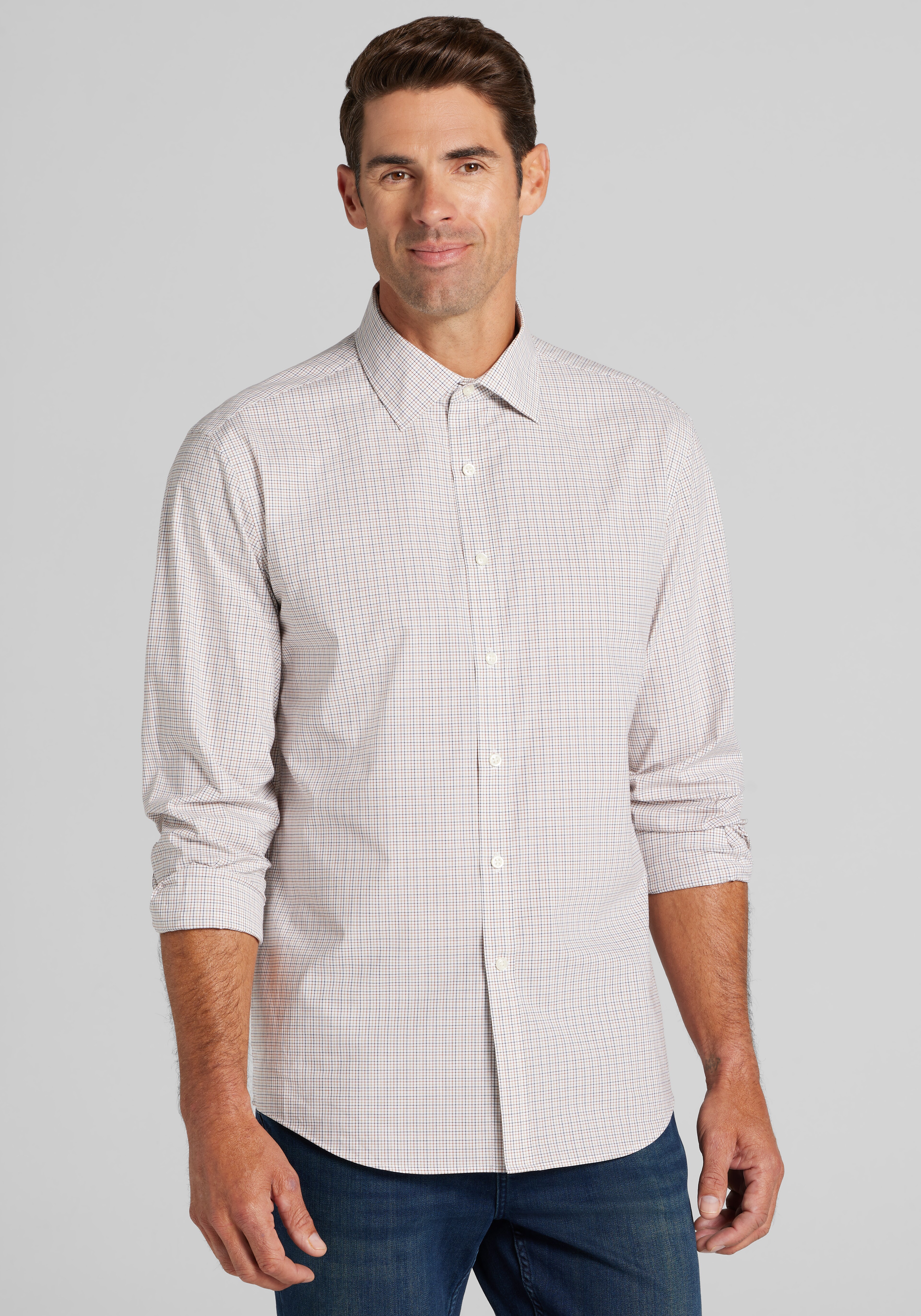 Jos. A. Bank Tailored Fit Small Tattersall Button-Up Shirt