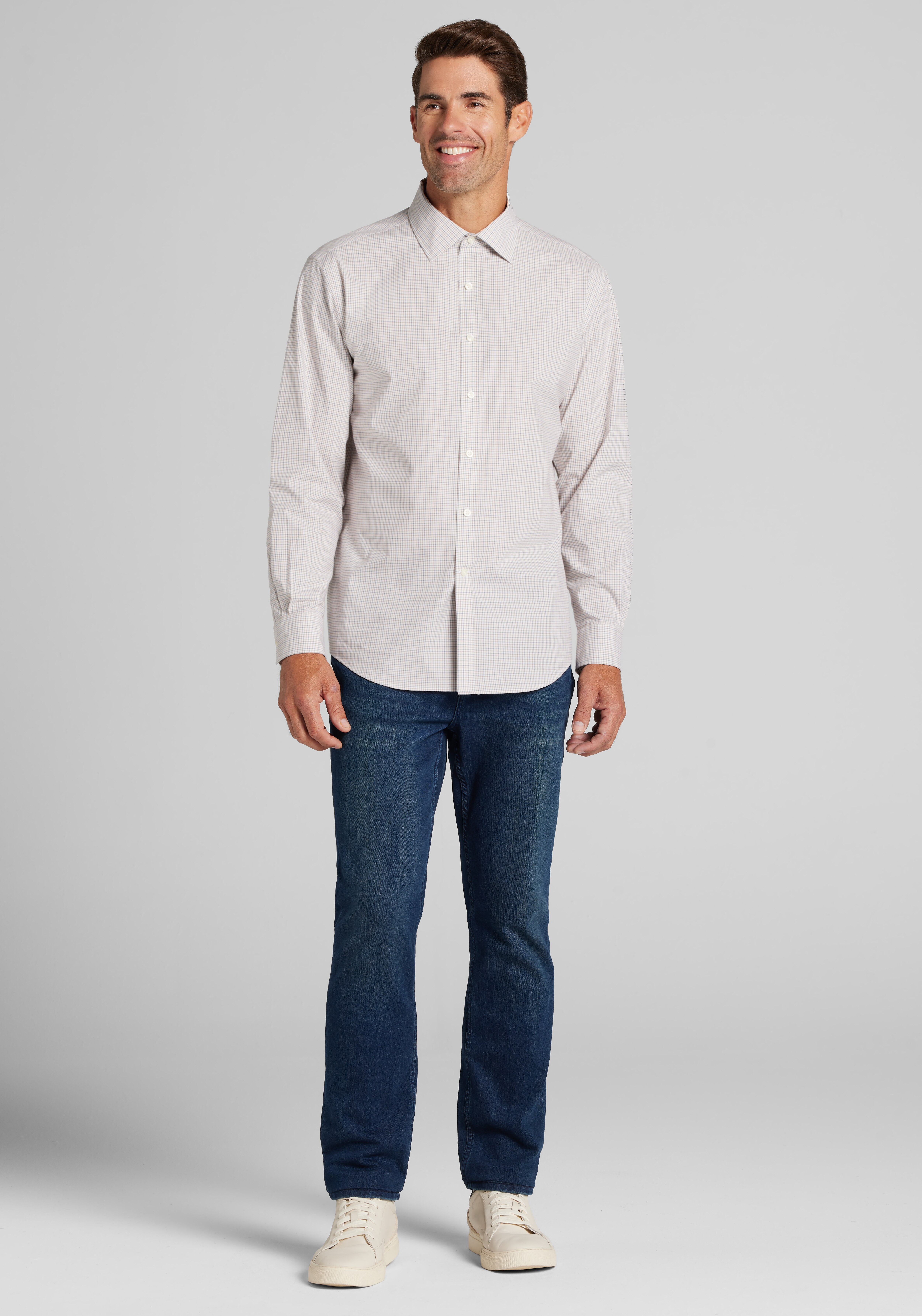 Jos. A. Bank Tailored Fit Small Tattersall Button-Up Shirt