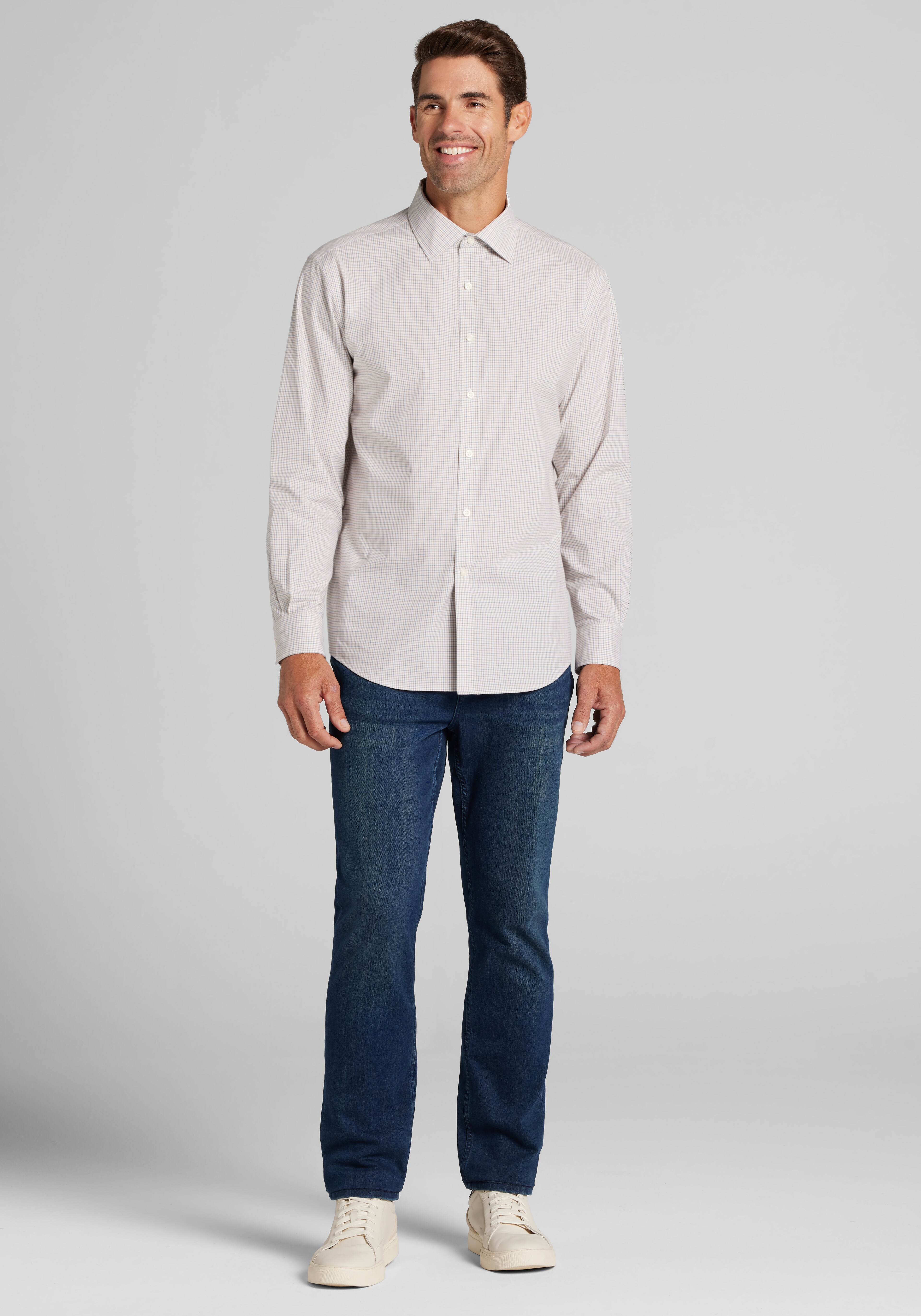 Jos. A. Bank Tailored Fit Small Tattersall Button-Up Shirt