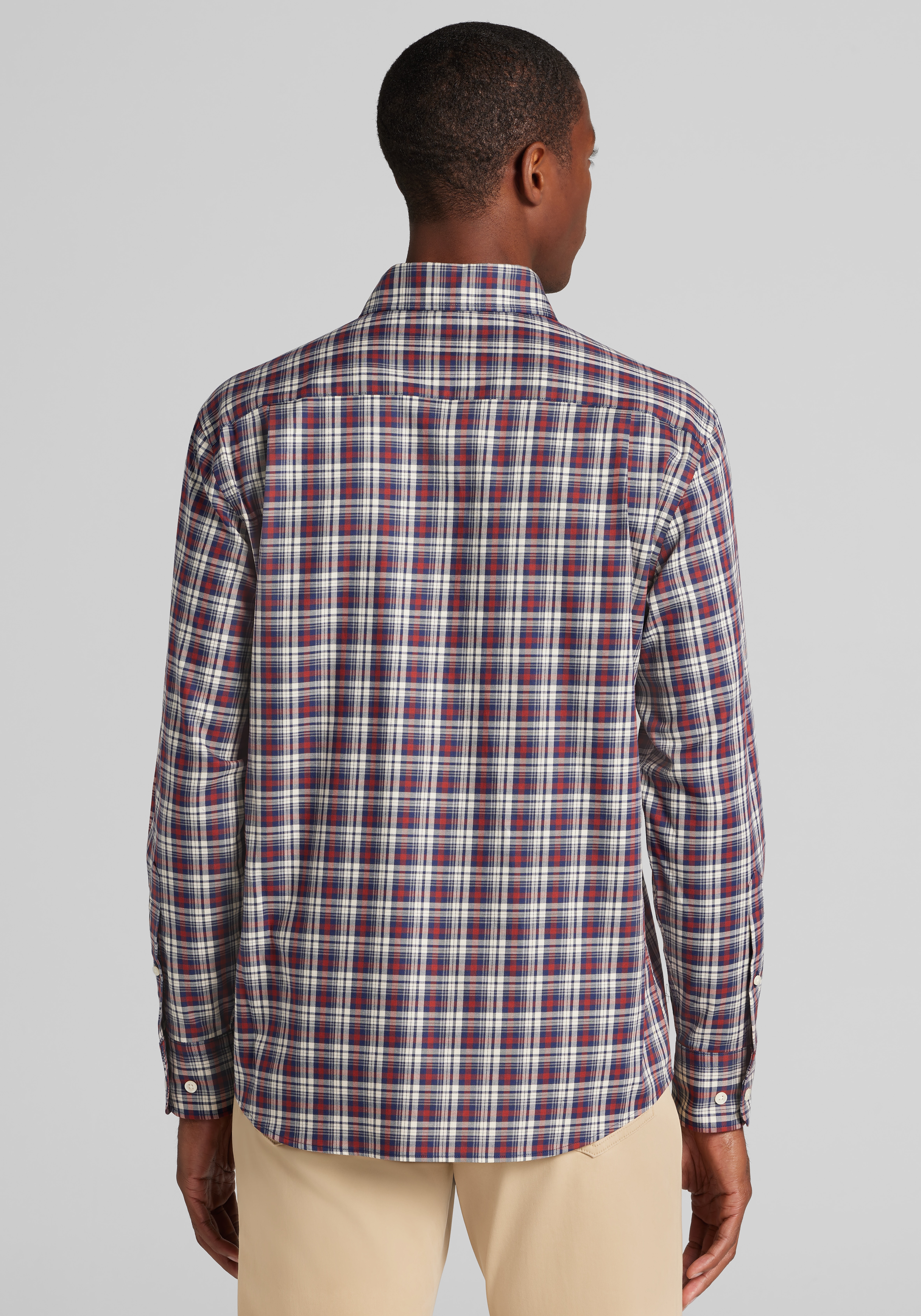Jos. A. Bank Tailored Fit Medium Plaid Button Up Shirt