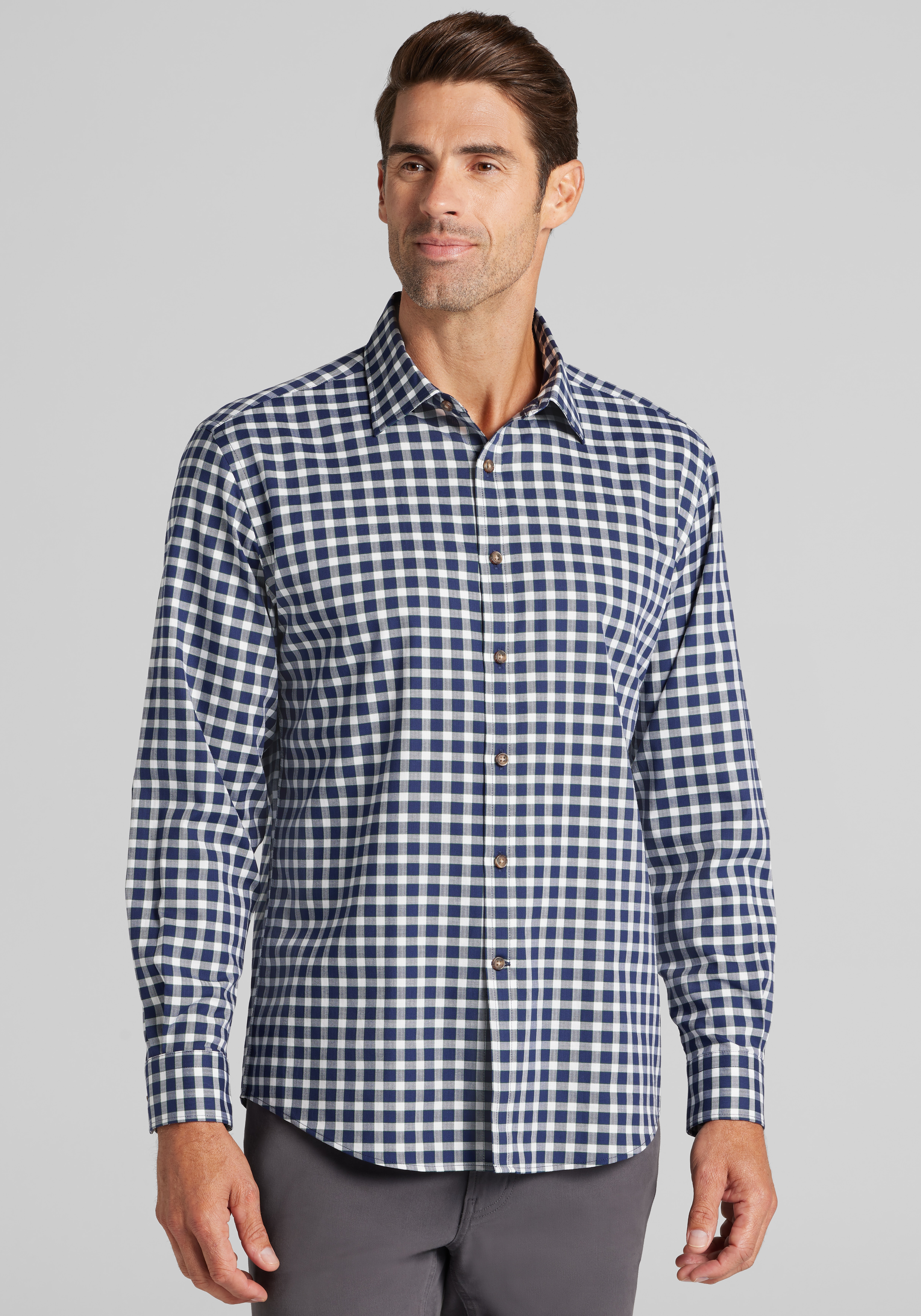 Jos. A. Bank Tailored Fit Herringbone Check Button-Up Shirt