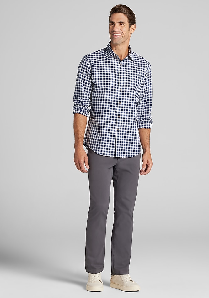 Jos. A. Bank Tailored Fit Herringbone Check Button-Up Shirt
