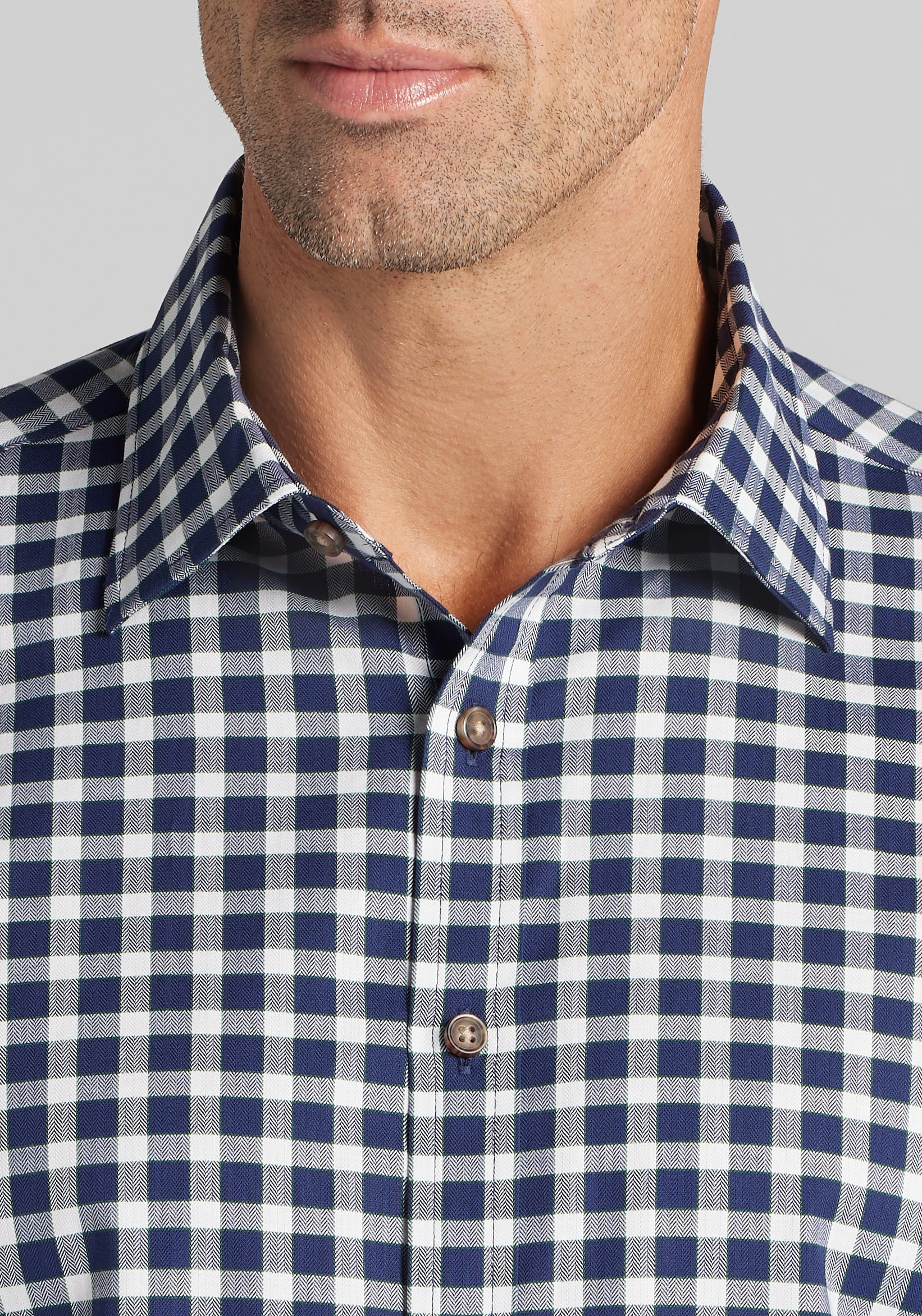 Jos. A. Bank Tailored Fit Herringbone Check Button-Up Shirt