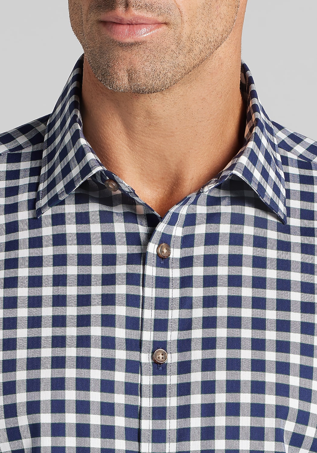 Jos. A. Bank Tailored Fit Herringbone Check Button-Up Shirt - Big & Tall