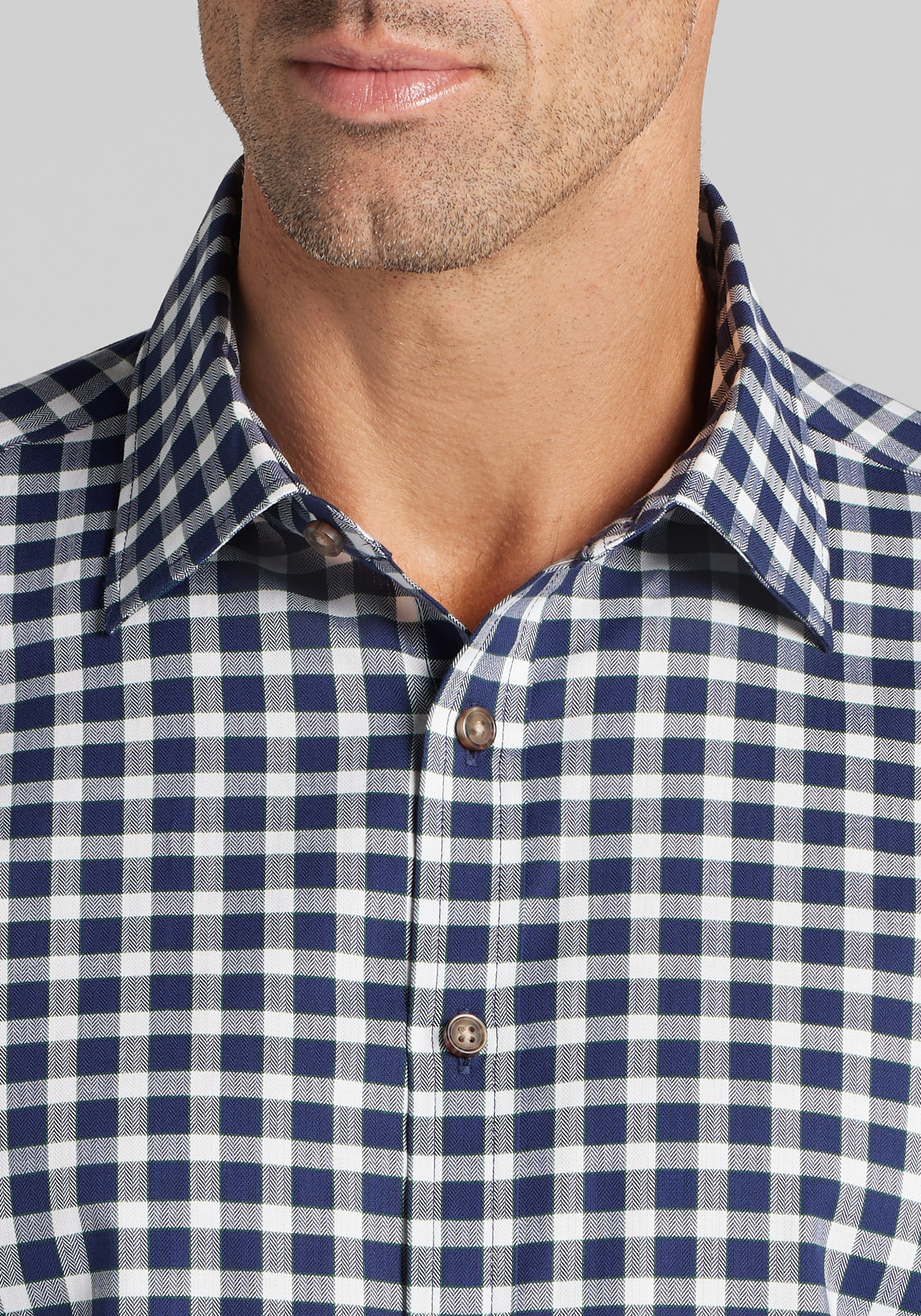 Jos. A. Bank Tailored Fit Herringbone Check Button-Up Shirt