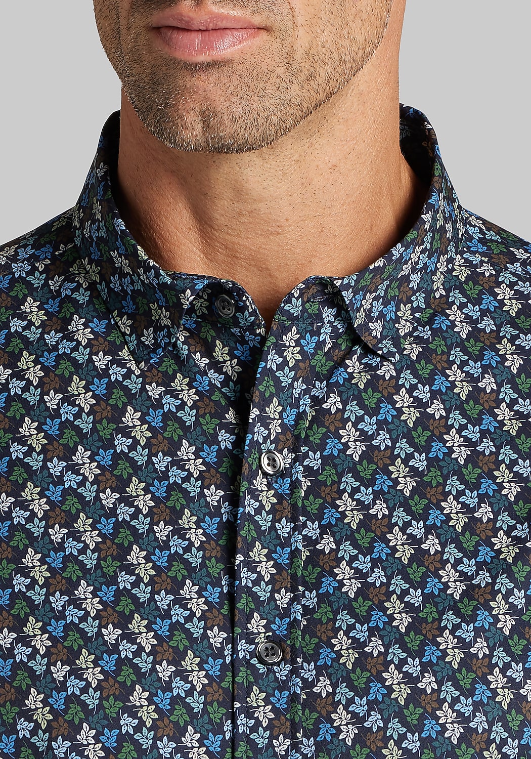 Traveler&reg; COOL<i>MOTION</i> Tailored Fit Leaves 4-Way Stretch Button Up Shirt