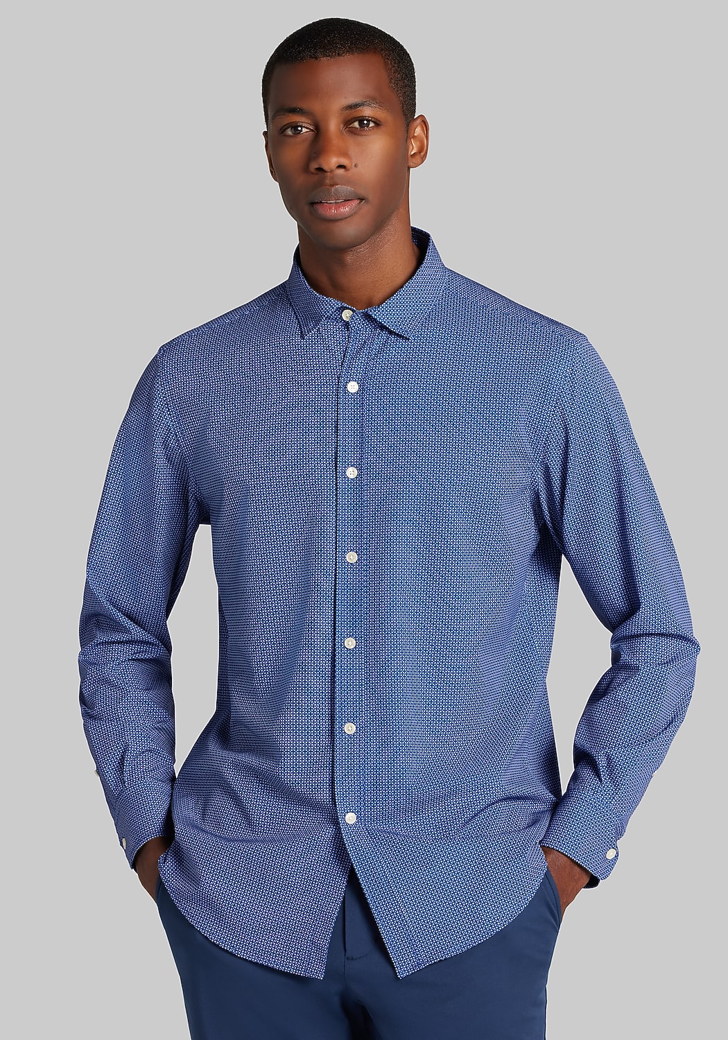 Traveler&reg; COOL<i>MOTION</i> Tailored Fit Dash Geo 4-Way Stretch Button Up Shirt