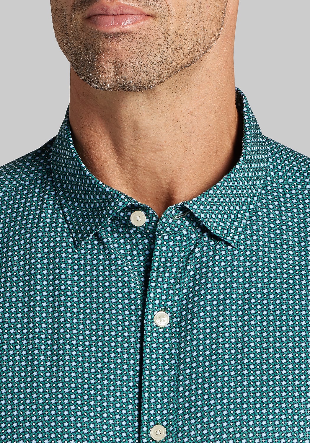 Traveler&reg; COOL<i>MOTION</i> Tailored Fit Neat Flower 4-Way Stretch Button Up Shirt