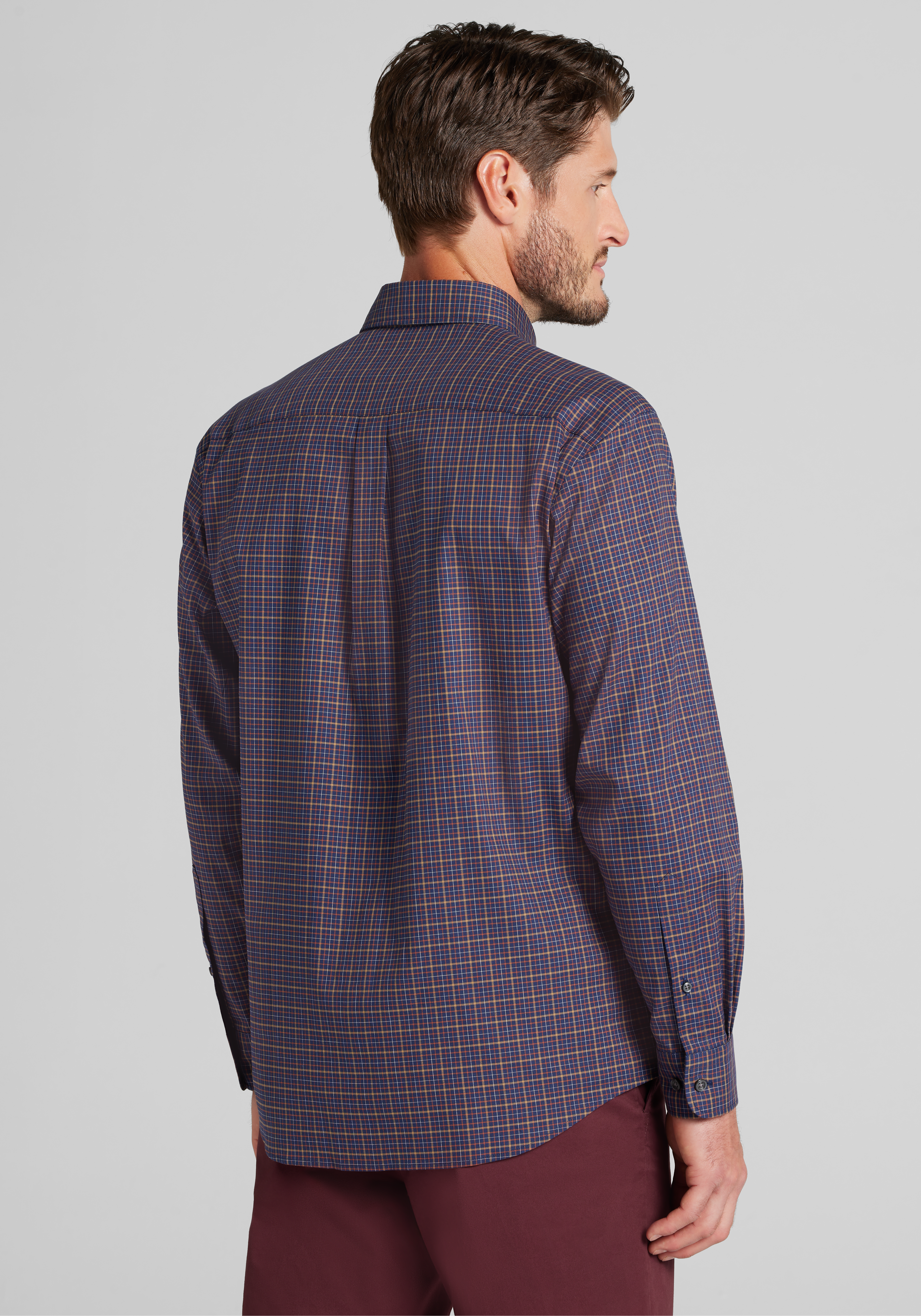 Jos. A. Bank Tailored Fit Med Check Button Up Shirt