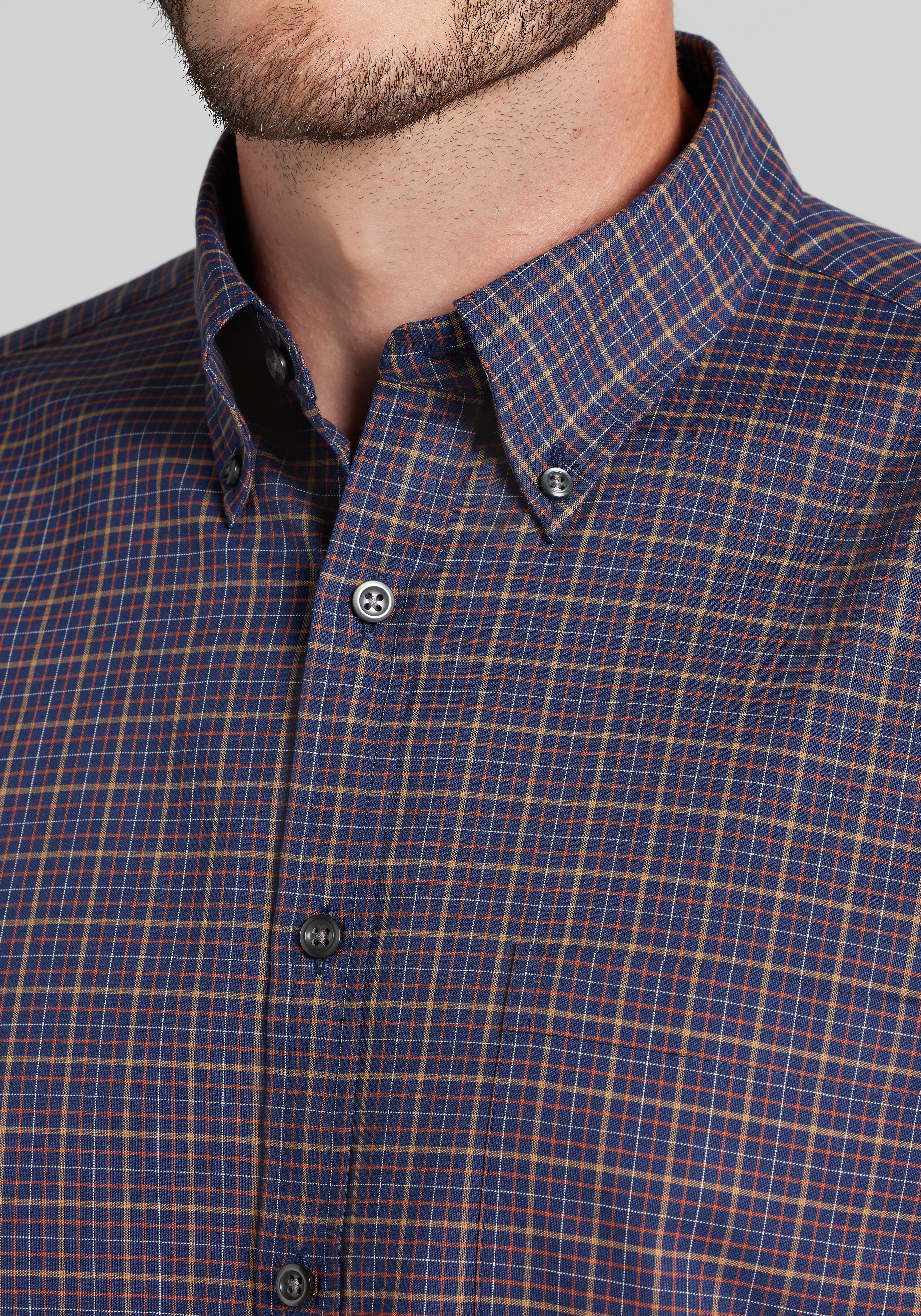 Jos. A. Bank Tailored Fit Med Check Button Up Shirt