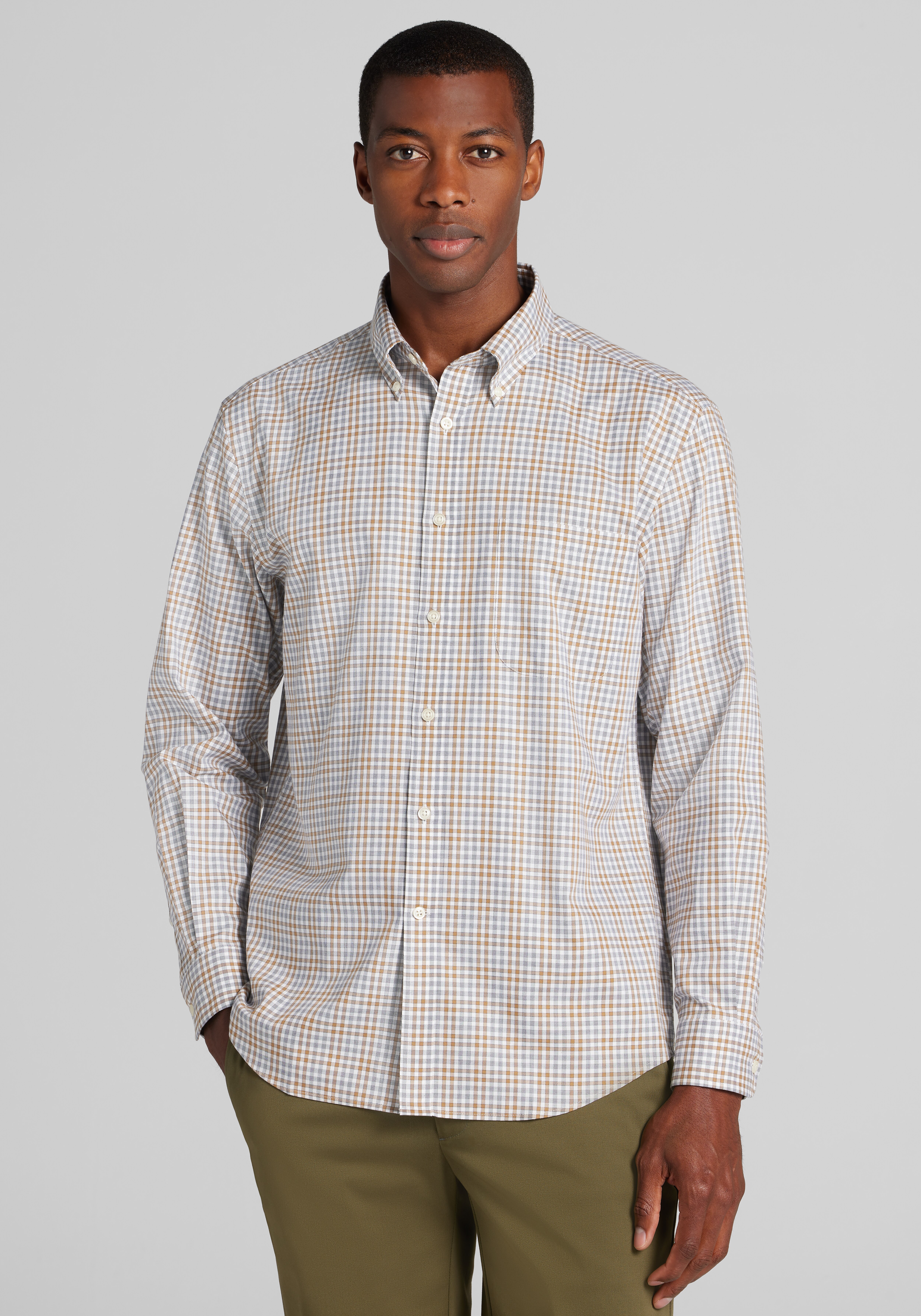 Jos. A. Bank Tailored Fit Medium Check Button Up Shirt