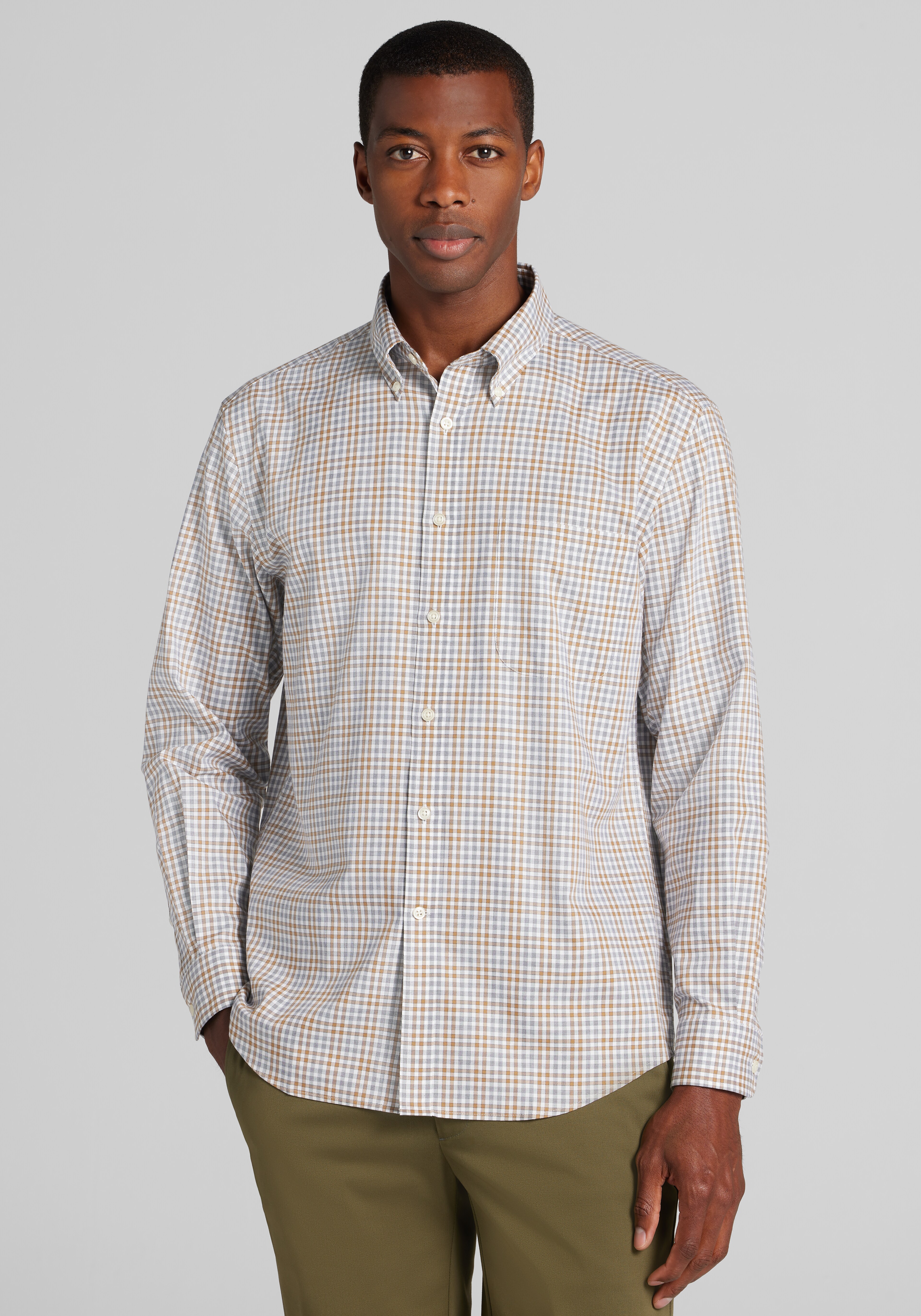 Jos. A. Bank Tailored Fit Medium Check Button Up Shirt
