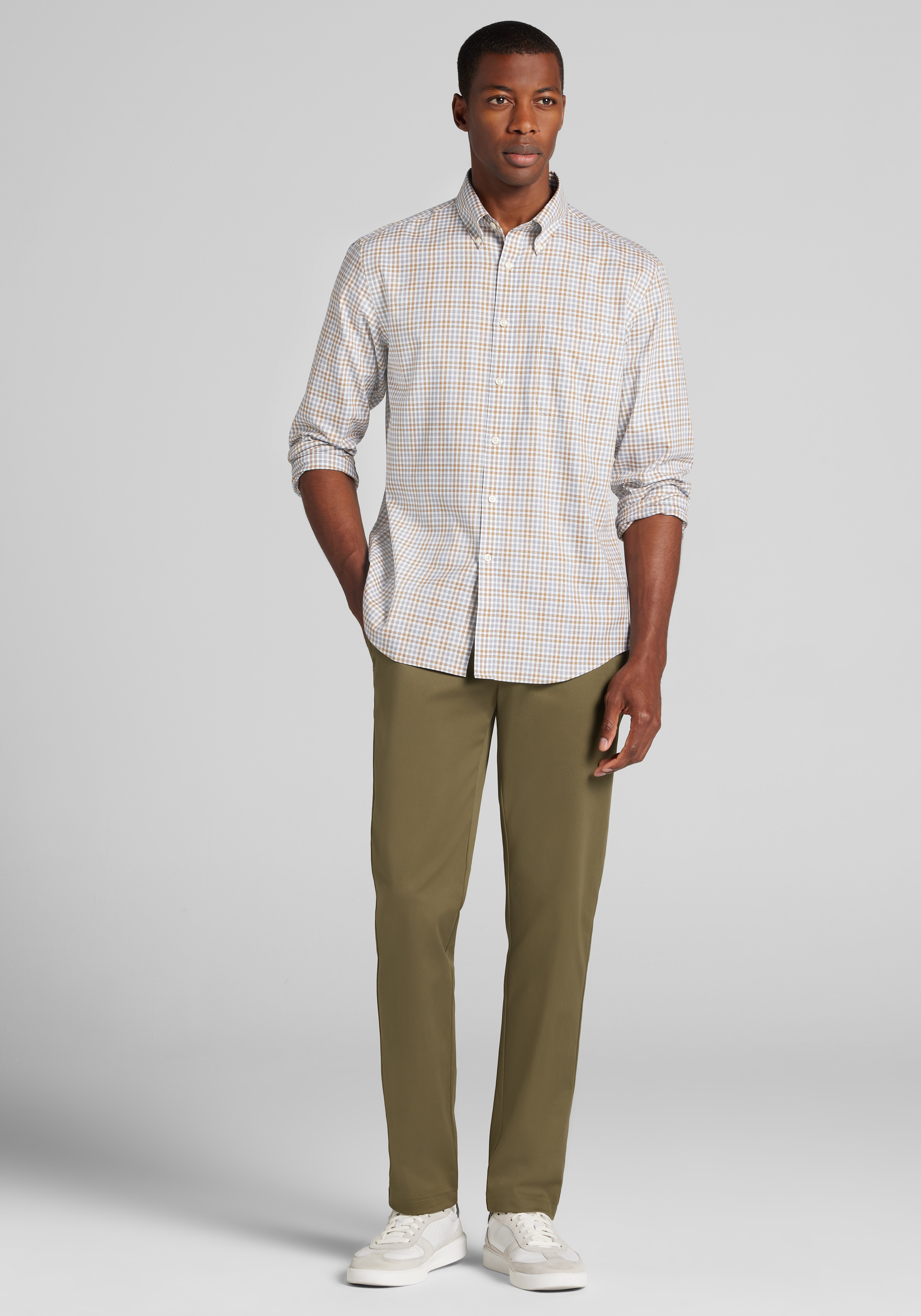 Jos. A. Bank Tailored Fit Medium Check Button Up Shirt