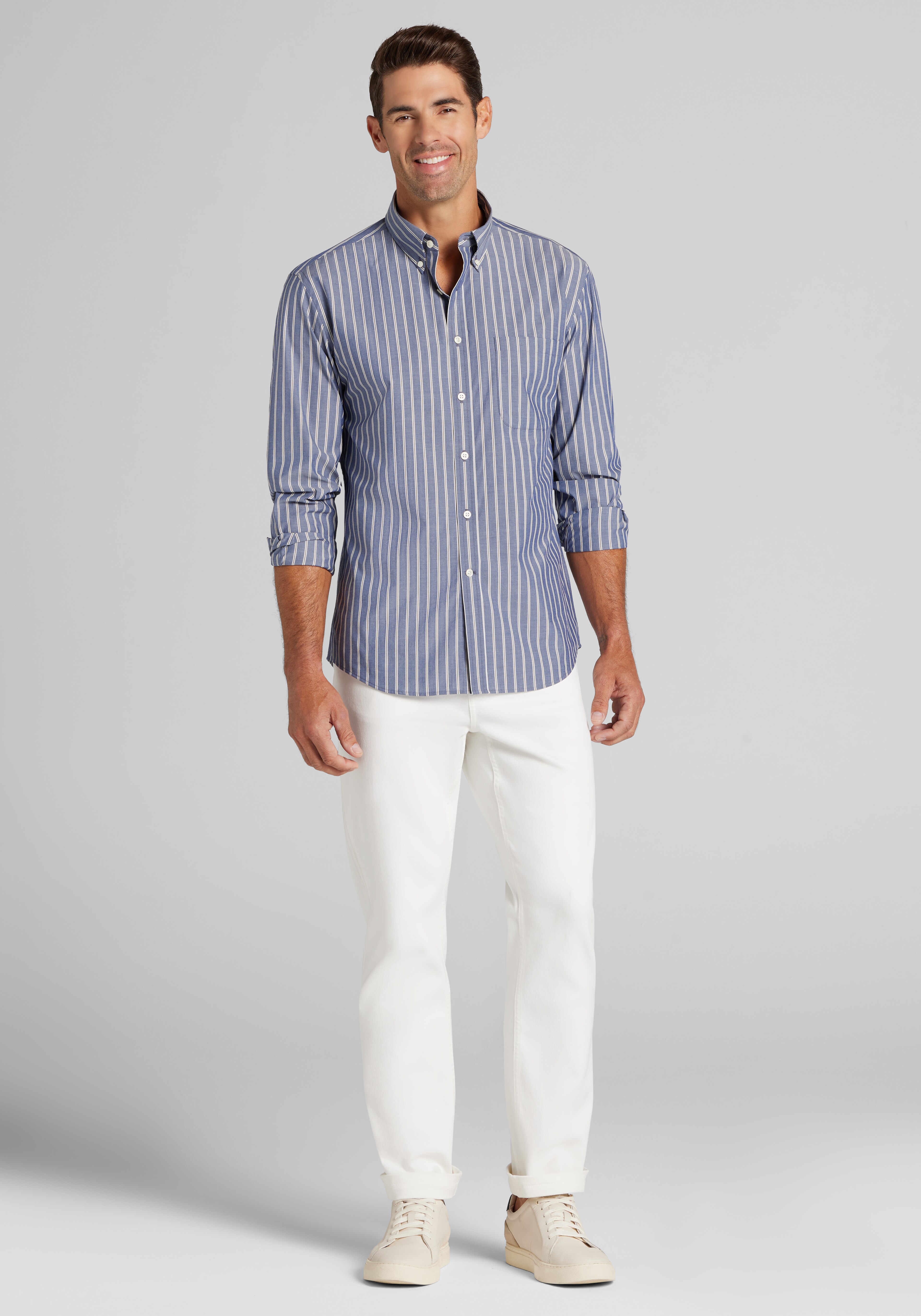 Jos. A. Bank Tailored Fit Stripe Button Up Shirt