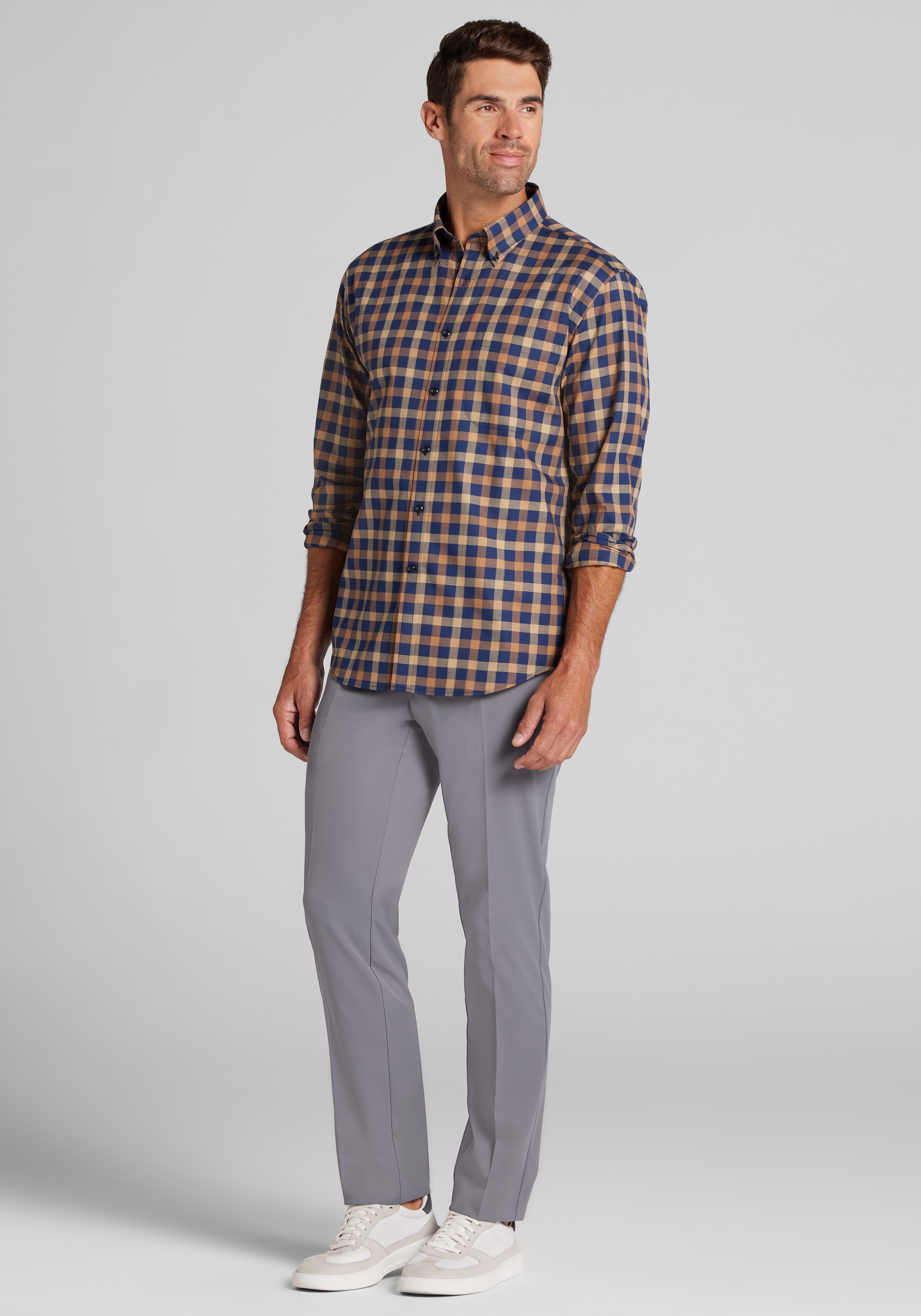 Jos. A. Bank Tailored Fit Medium Gingham Plaid Button Up Shirt