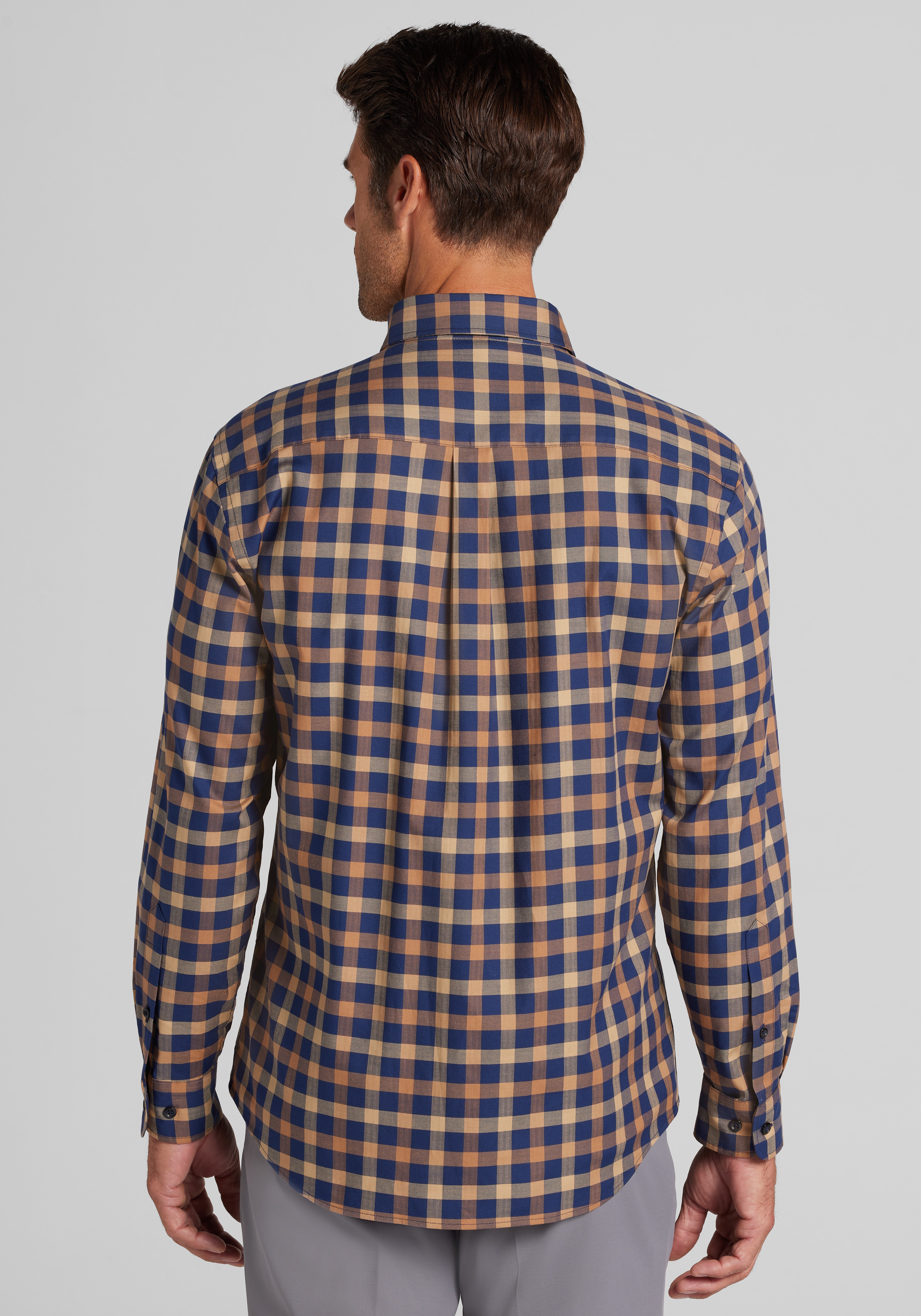 Jos. A. Bank Tailored Fit Medium Gingham Plaid Button Up Shirt