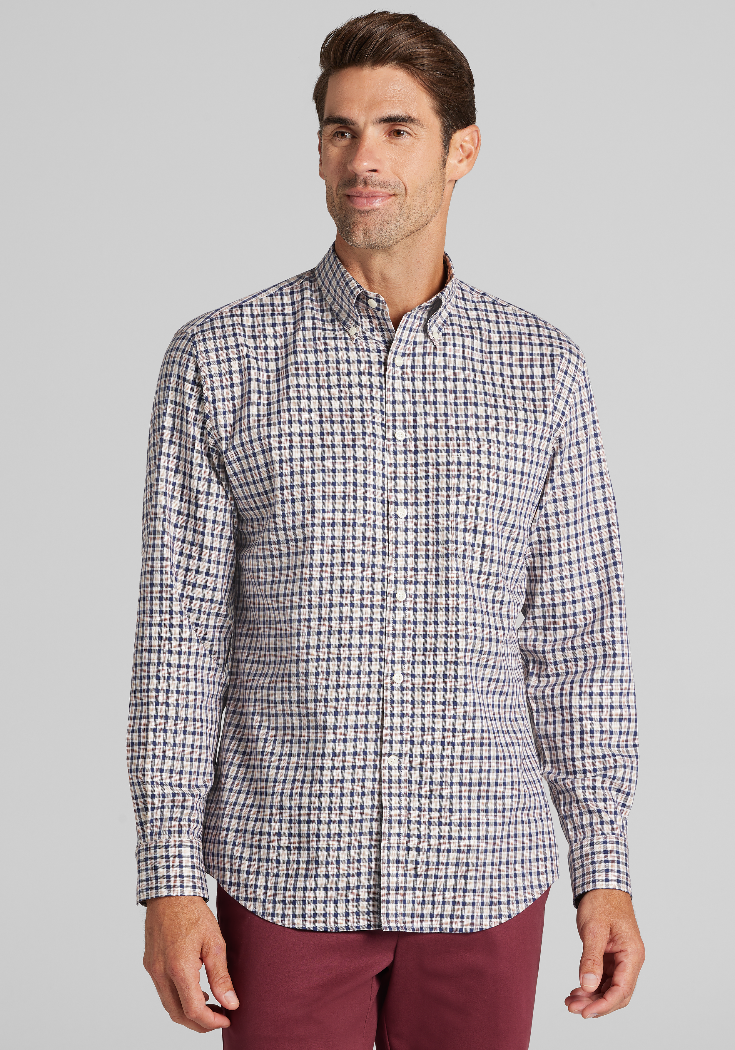 Jos. A. Bank Tailored Fit Small Check Button Up Shirt
