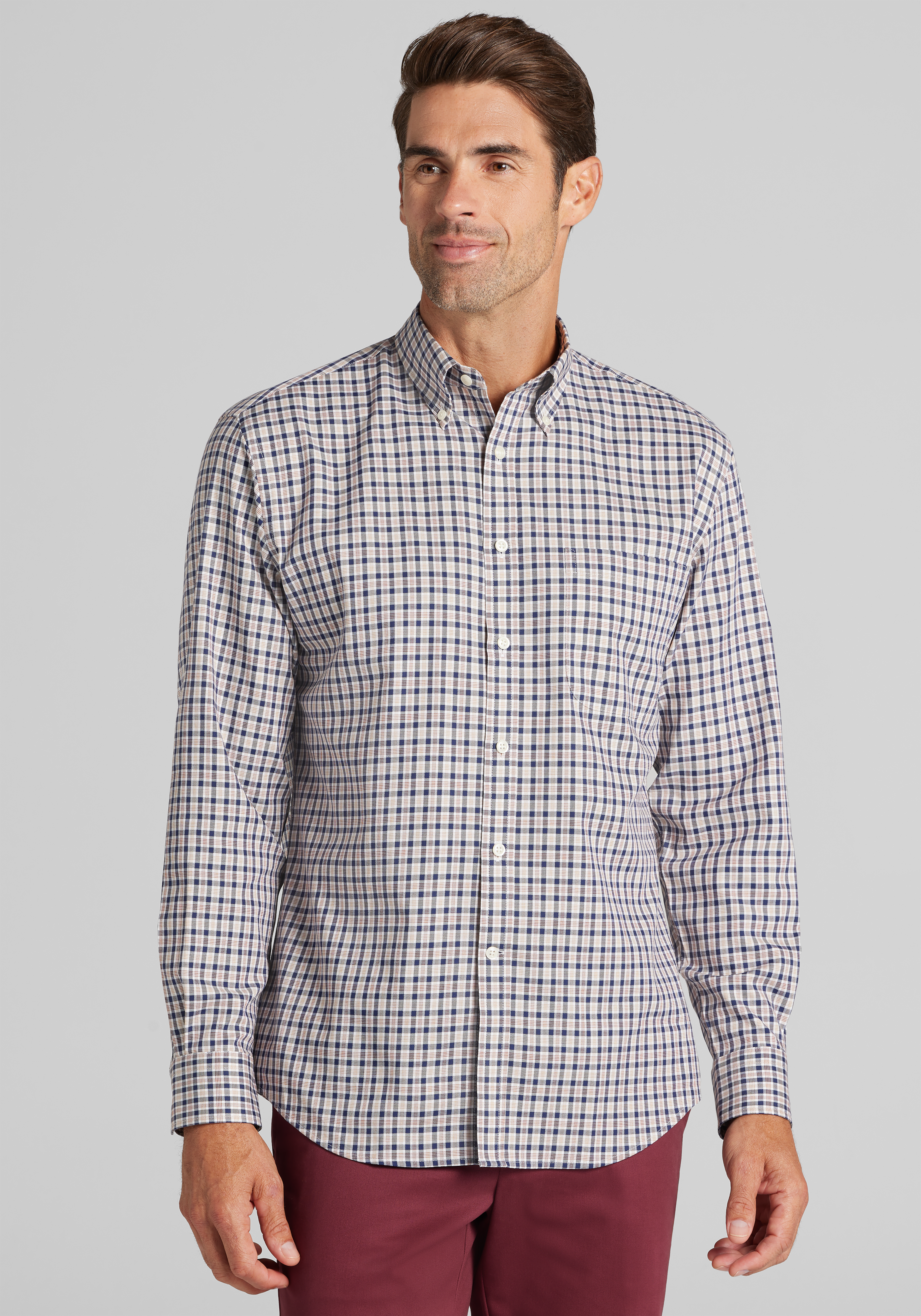 Jos. A. Bank Tailored Fit Small Check Button Up Shirt