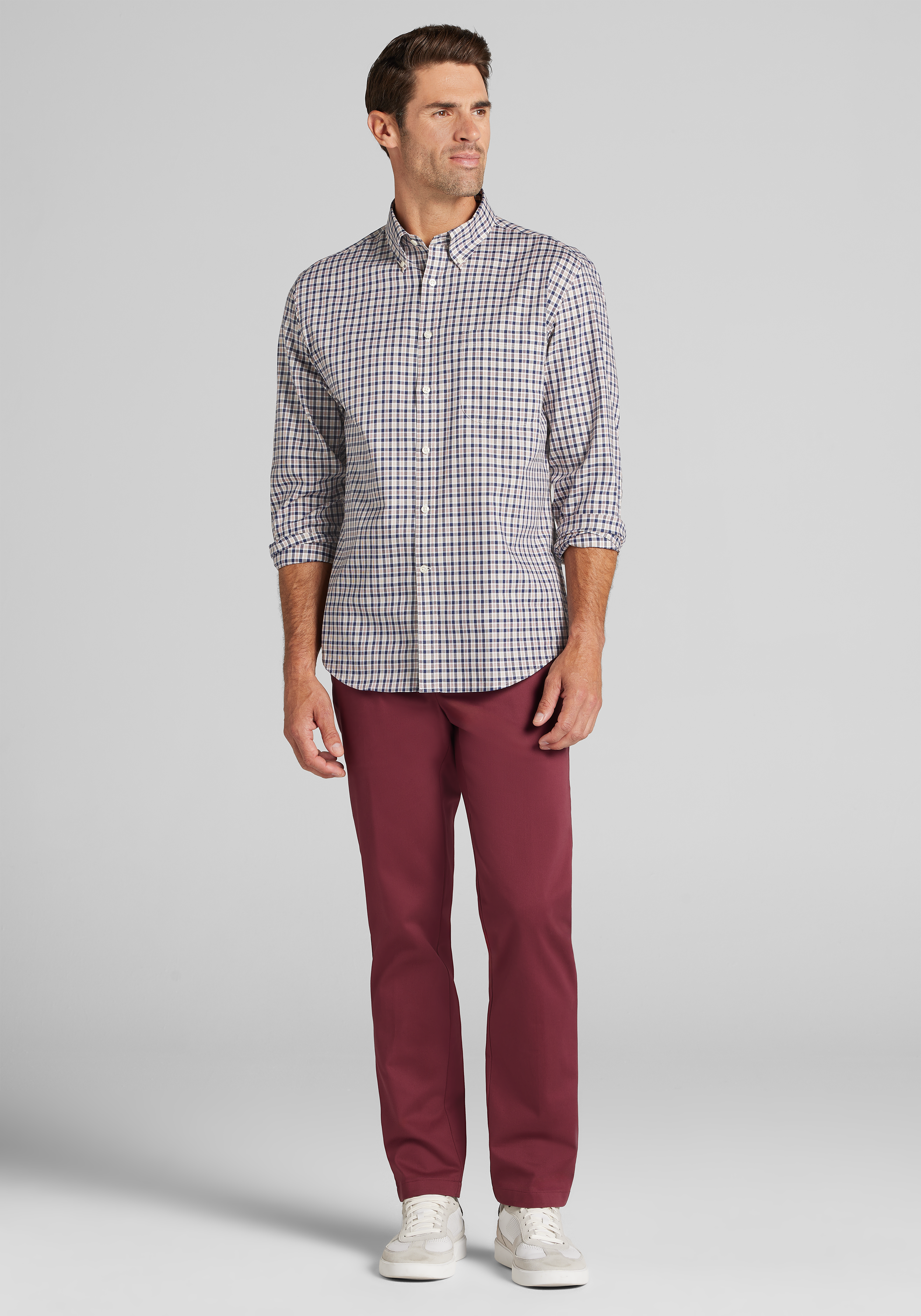 Jos. A. Bank Tailored Fit Small Check Button Up Shirt