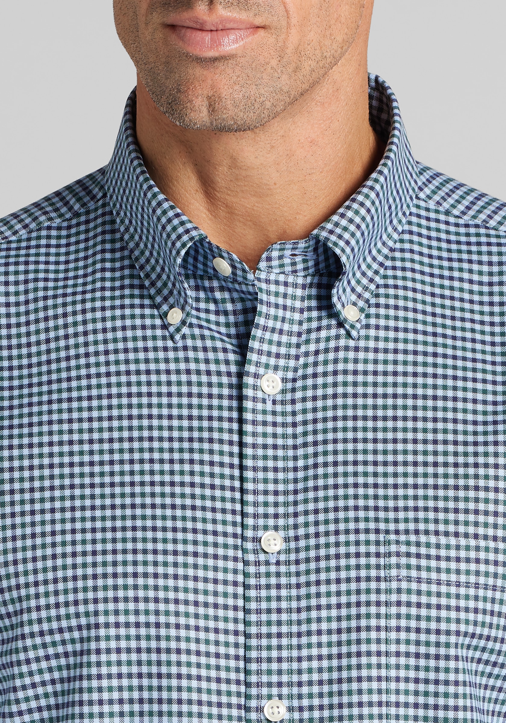 Jos. A. Bank Tailored Fit Small Gingham Button Up Shirt