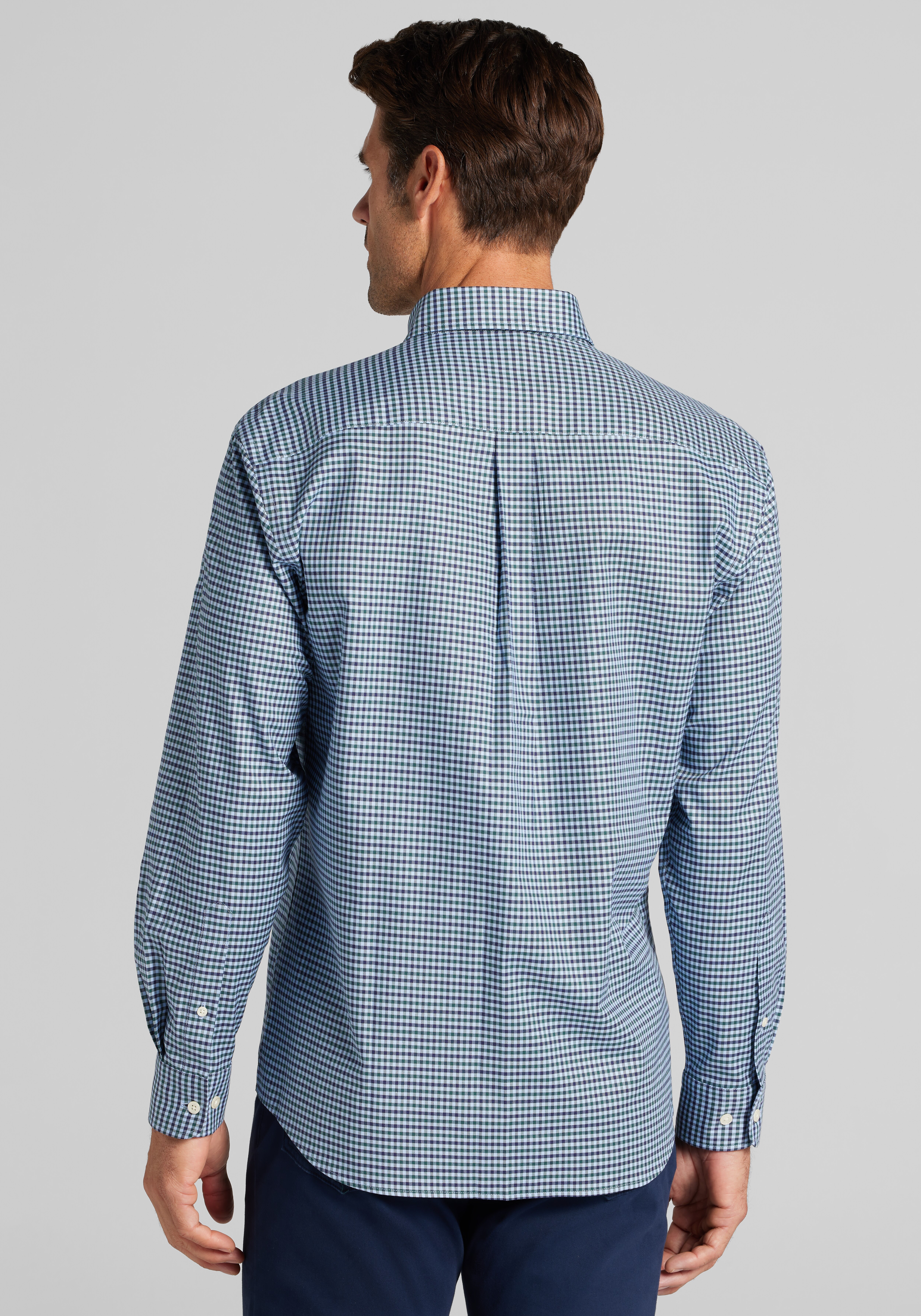 Jos. A. Bank Tailored Fit Small Gingham Button Up Shirt