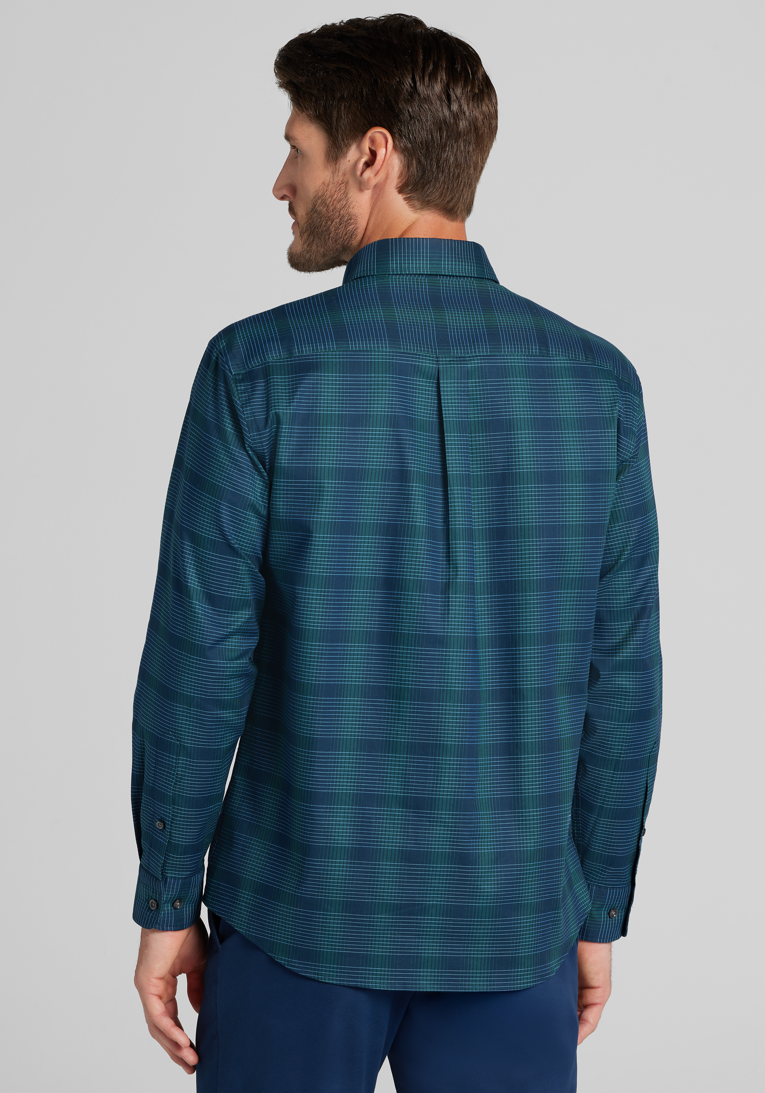 Jos. A. Bank Tailored Fit Large Plaid Button Up Shirt