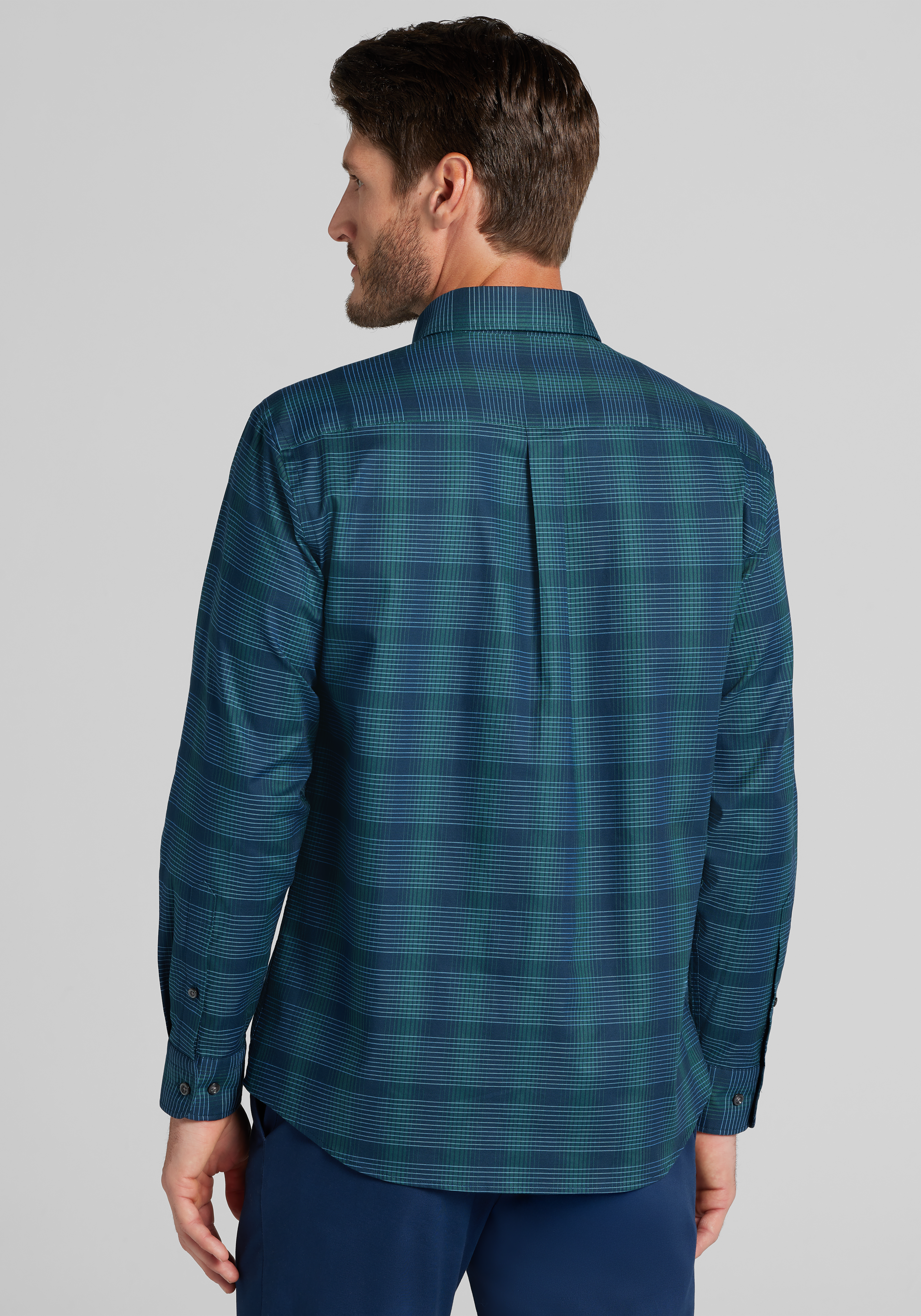 Jos. A. Bank Tailored Fit Large Plaid Button Up Shirt