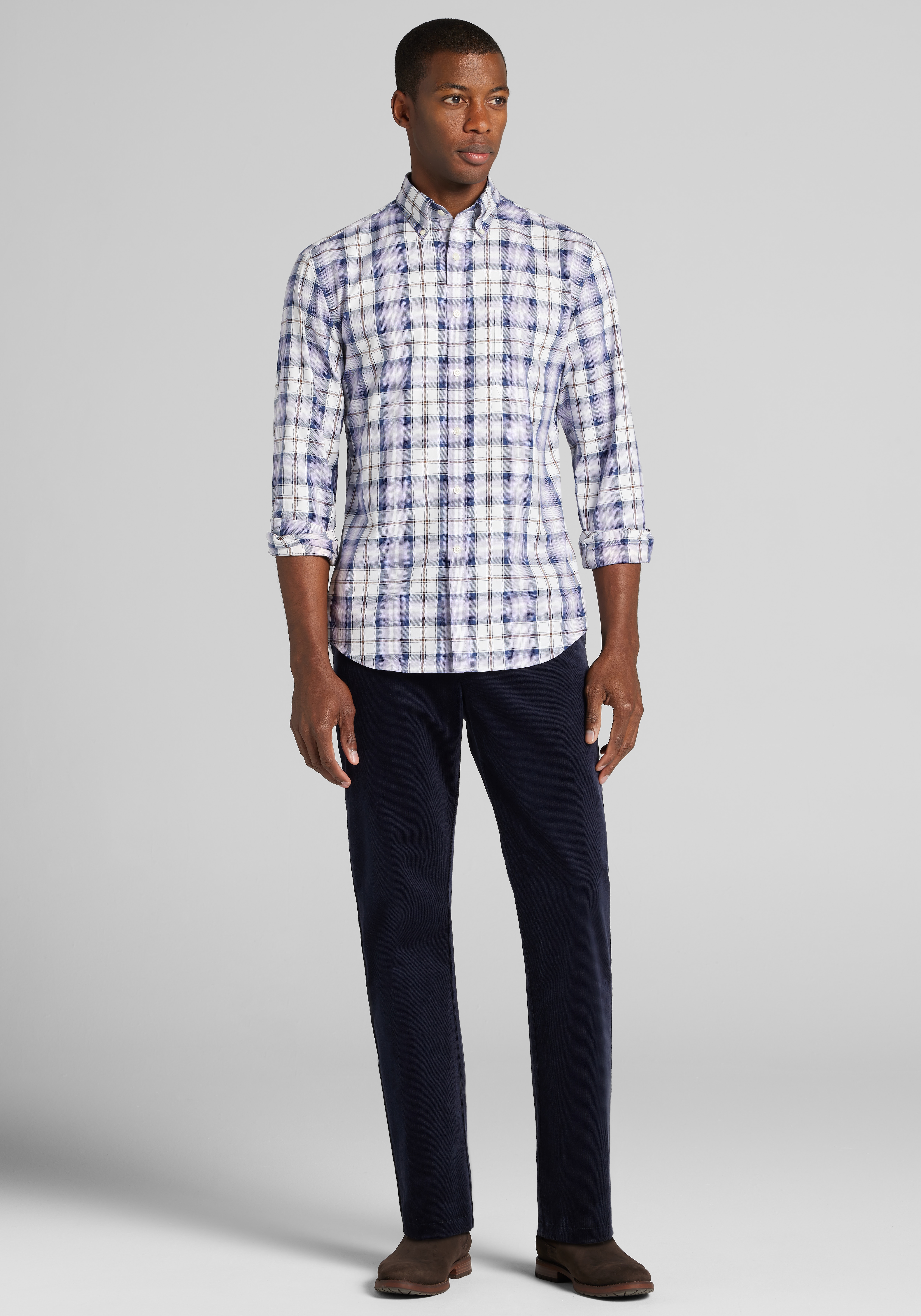 Jos. A. Bank Tailored Fit Ombre Plaid Button Up Shirt